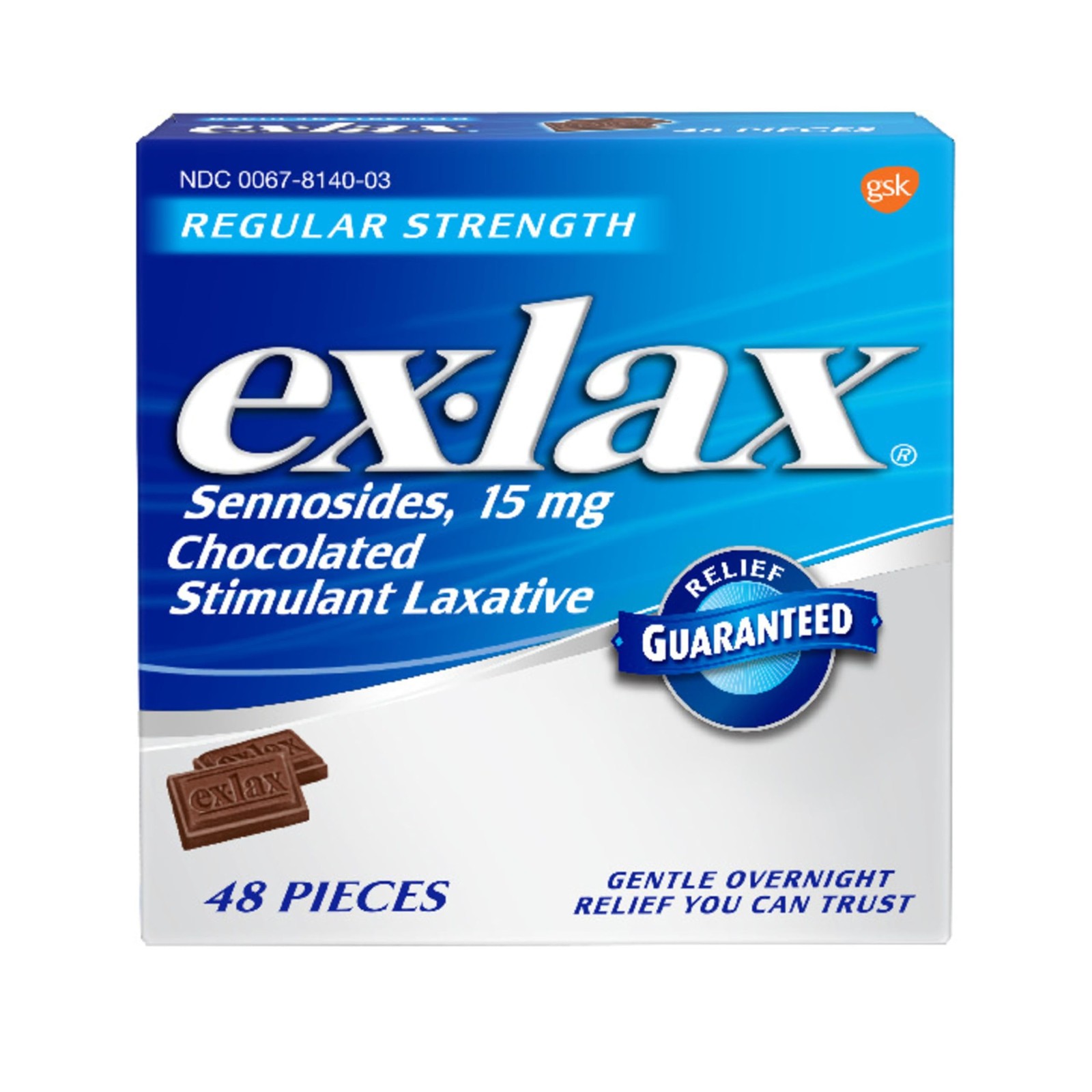 ex-lax Regular Strength Chocolated Stimulant 48 Count (Pack of 1), Brown