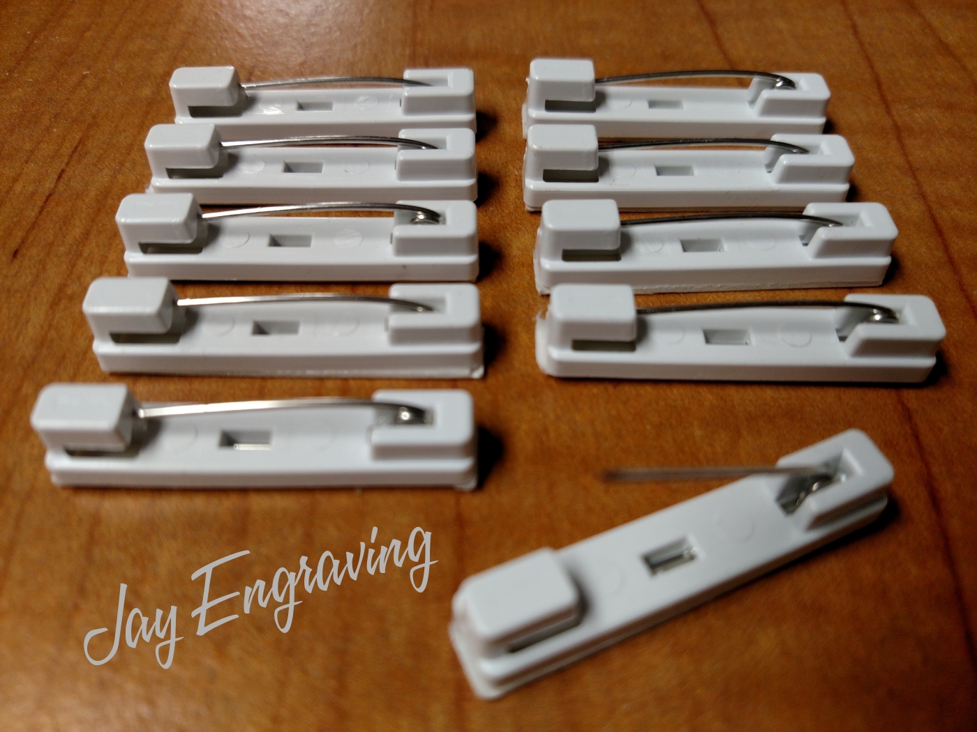 10-pack NAME TAG PINS 1.5-inch | Adhesive Backed | Lot Pack Bulk Clips Pin Tags