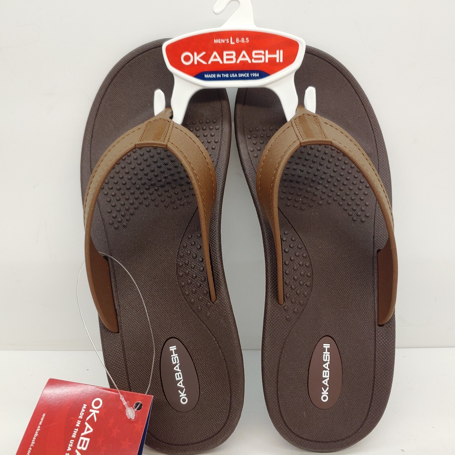 Okabashi Voyager Flip Flop Sandals Mens Size L 8-8.5 Eco-Friendly Made USA Brown