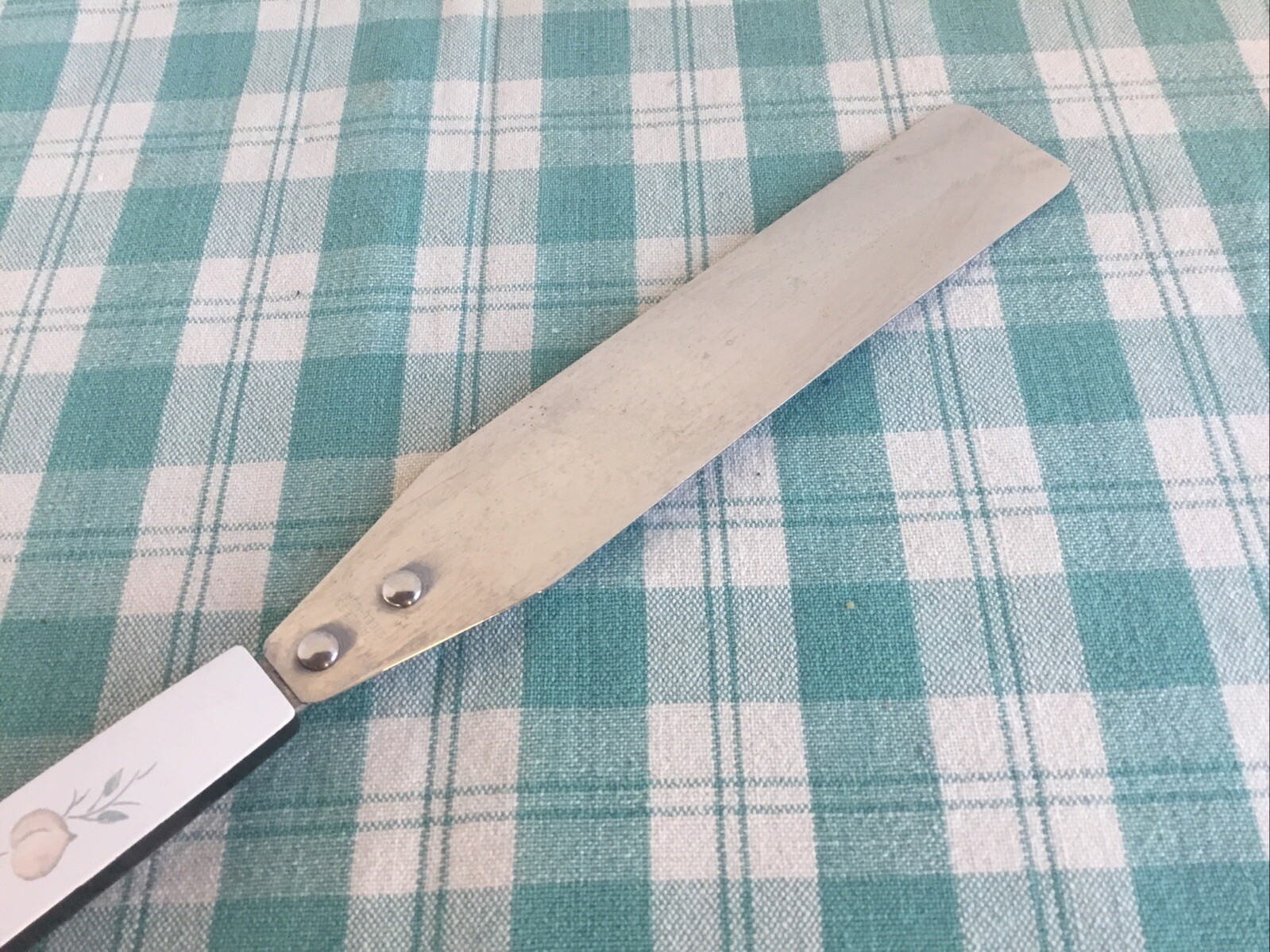 Vtg Spreader narrow Spatula Stainless Steel spreader Fruit Pattern handle NICE