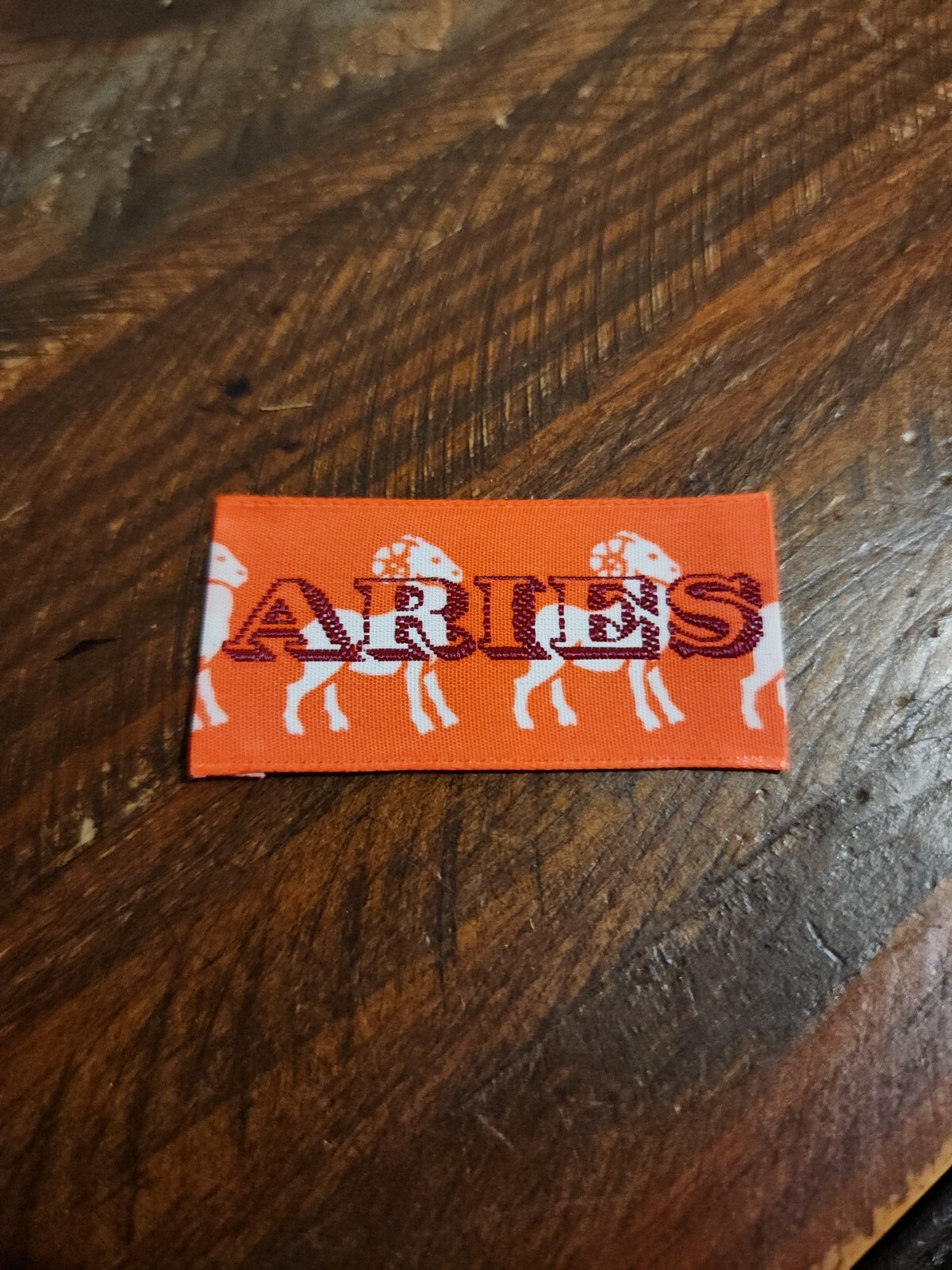Vintage Aries Ram Horoscope Sewing Label Tag Unused New Red/Pink Color