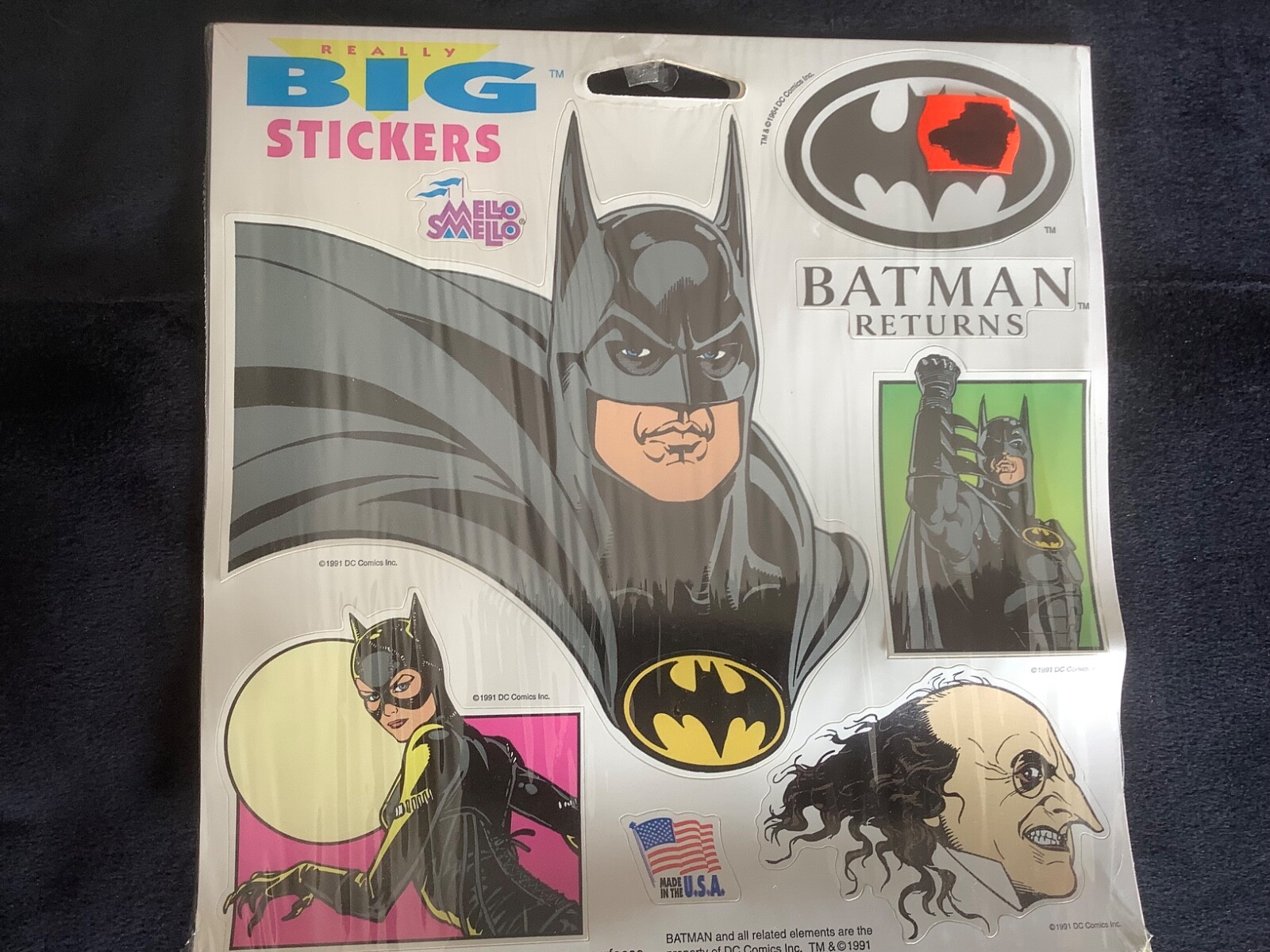 1991 Sealed BATMAN RETURNS Really Big Stickers Mello Smello DC Comics