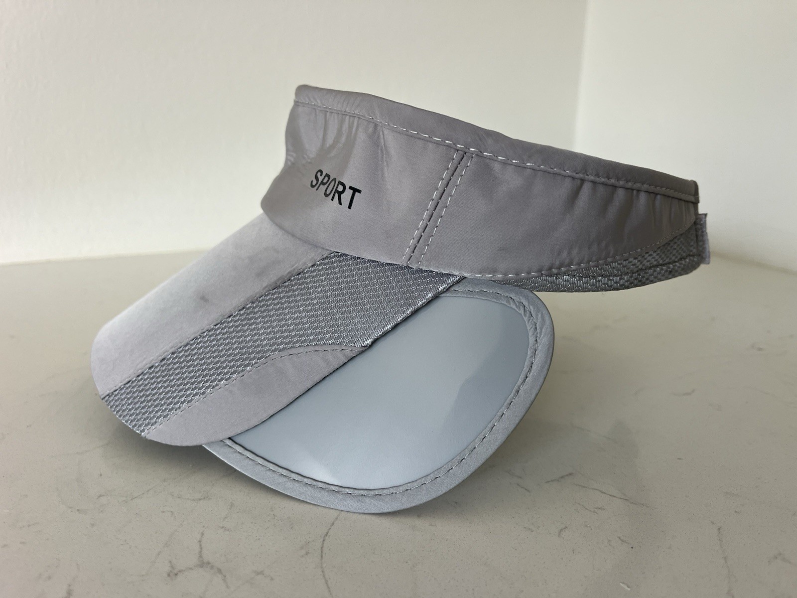 Gray Adjustable Golf Visor Polyester Sport Hat Unisex Solid Logo Summer