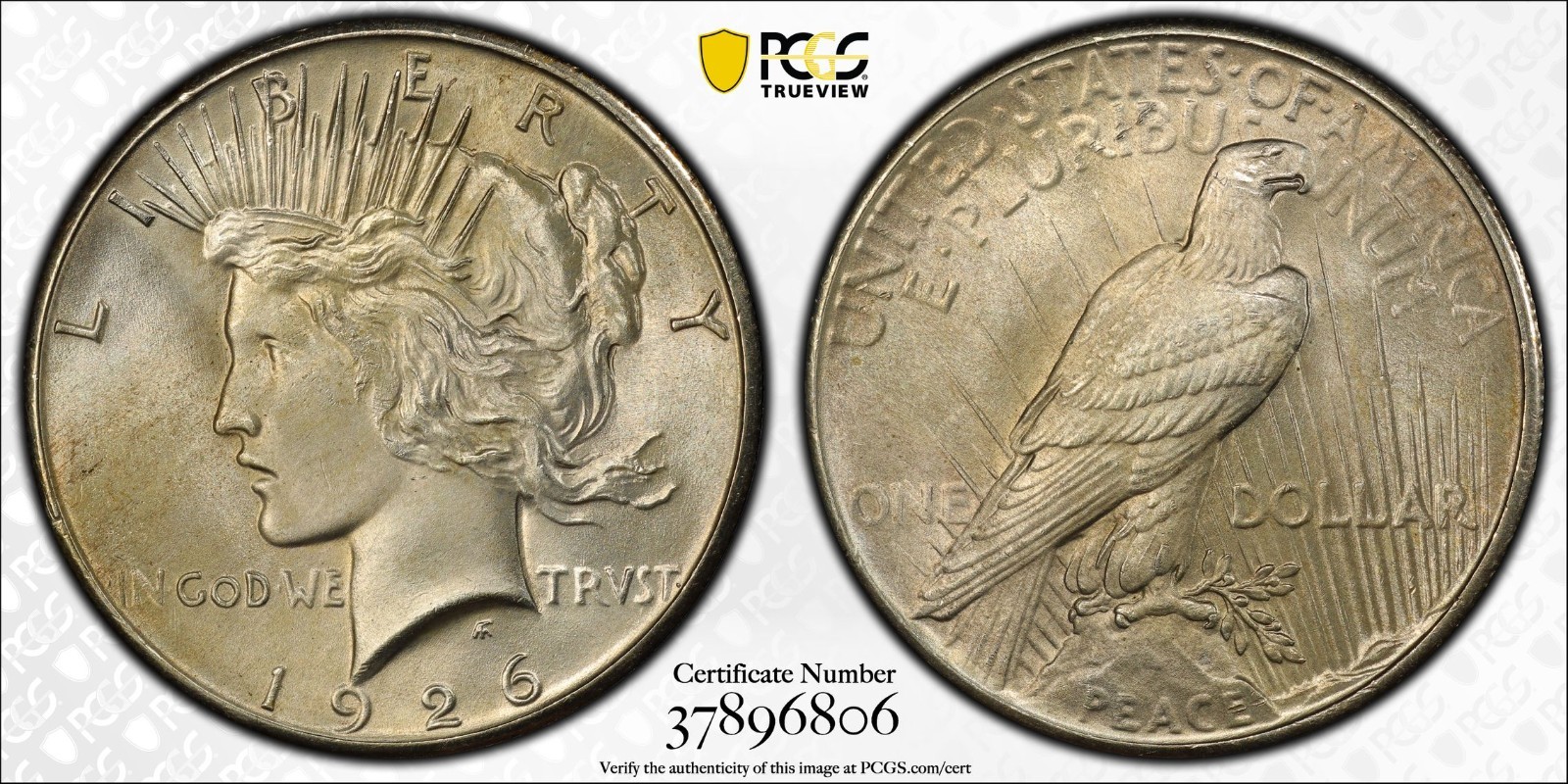 1926 Peace Silver Dollar - PCGS MS 66 - Gold Shield