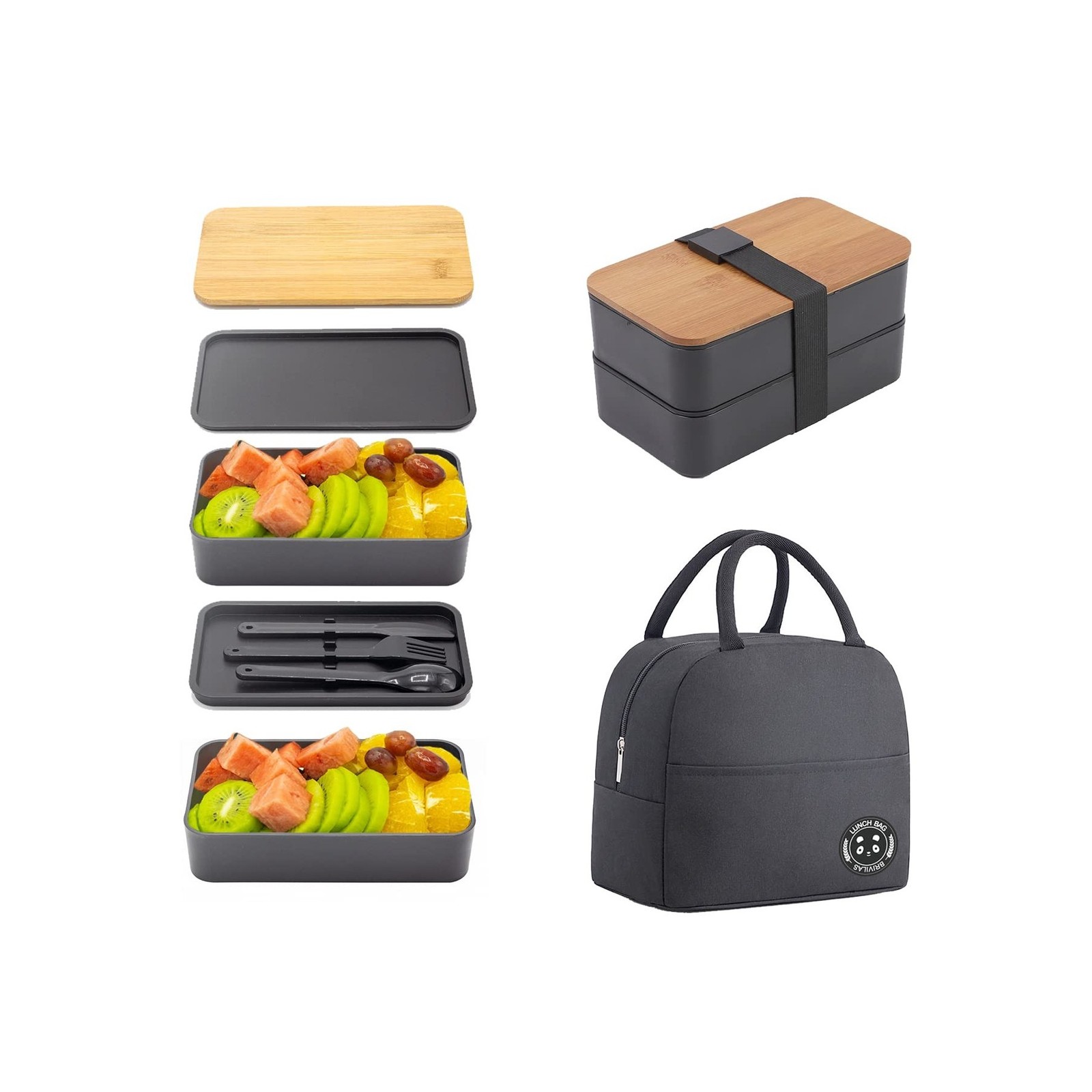 Bento Box Adult Lunch Box with lunch bag, Japanese Stackable Lunch ... Fast Ship