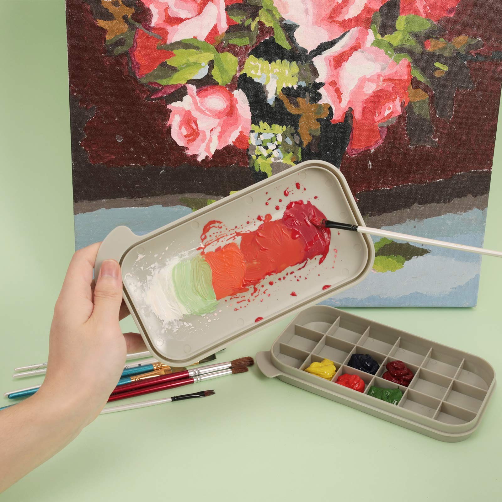 MyLifeUNIT Paint Brush Cleaner, Paint Brush Holder and Organizers with Palette