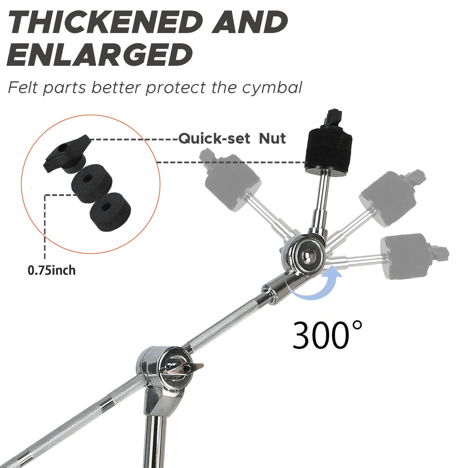 Cymbal Stand Single-braced Boom Adjustable for Drum Hardware - Stable Portable