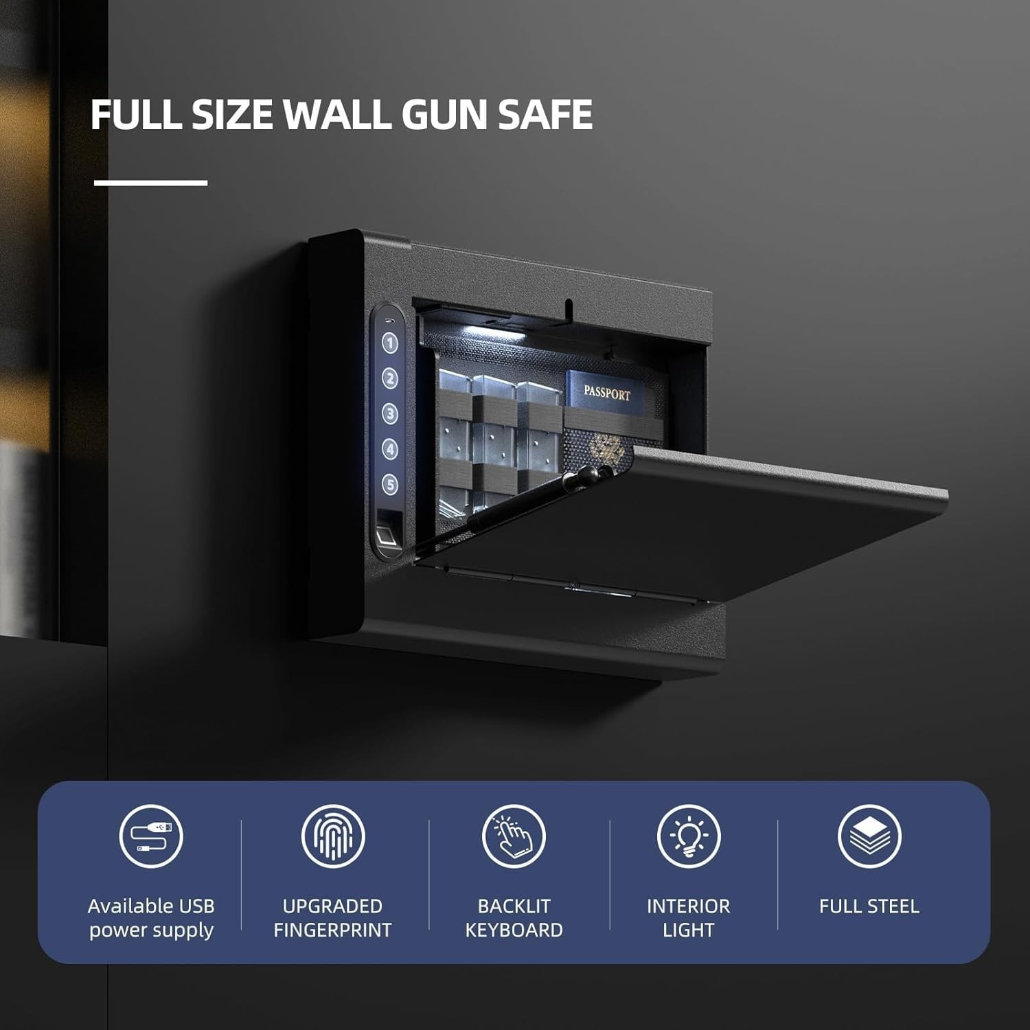 Xdeer Biometric Gun Safe Wall Mount – Fast Access & Tough Security Features