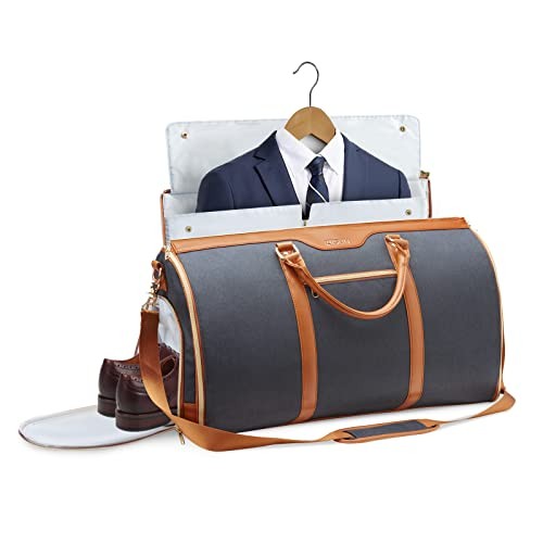 Carry On Garment Bag for Travel with Shoulder Strap, Convertible Duffel Black