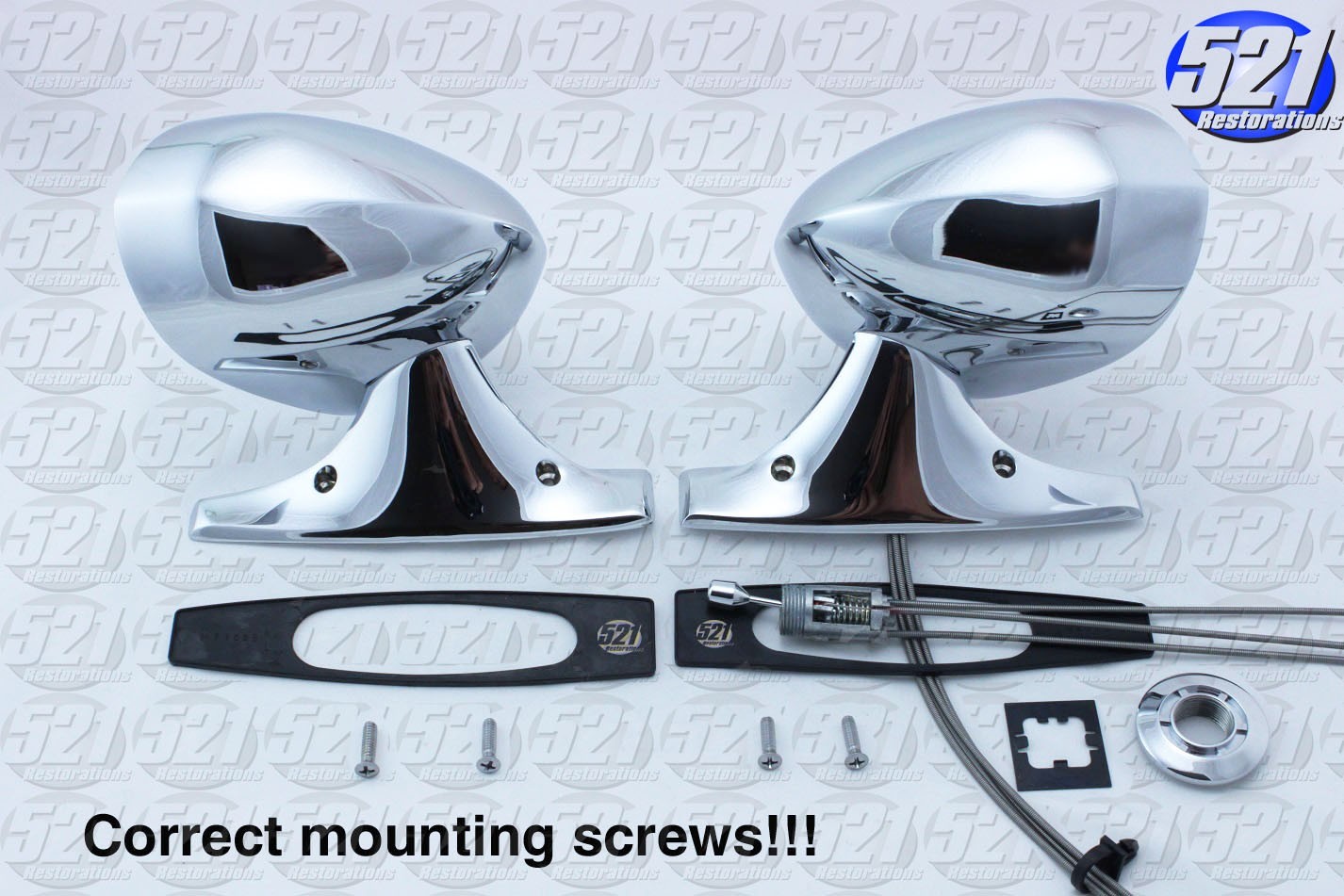 LH RH Chrome Mirrors CORRECT Screws Fit 71-4 Challenger Cuda 71-72 Charger Mopar