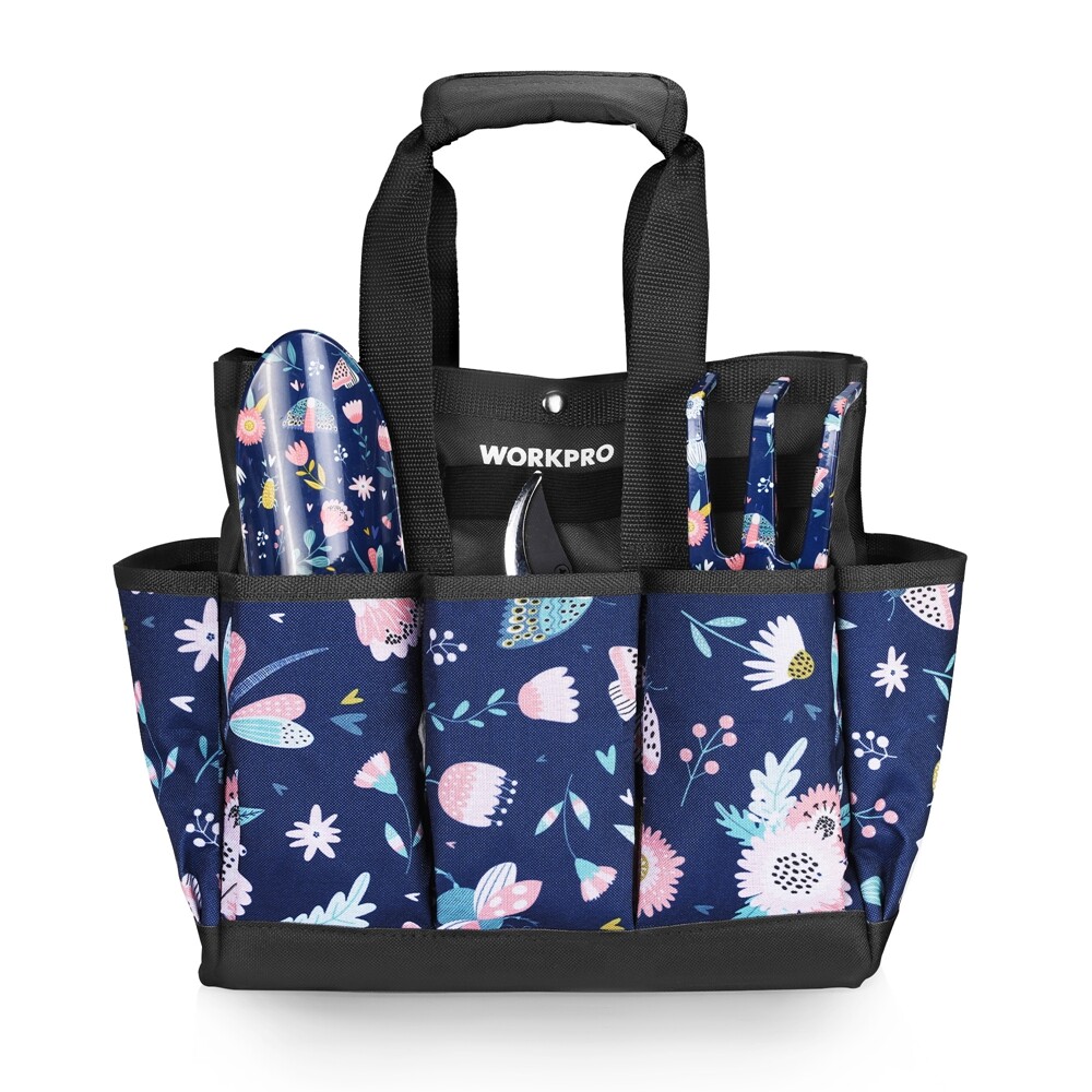 WORKPRO 12" Garden Tool Bag Tote Bag Heavy Duty 9 Pocket Oxford Tool Storage Bag