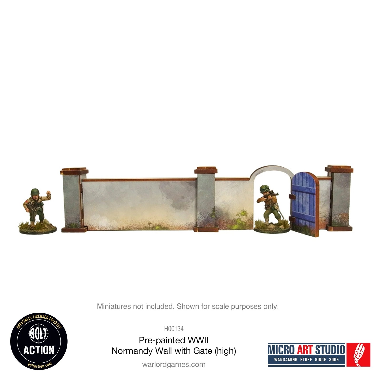 Micro Art Studio: WW2 Normandy Wall with Gate (High) HDF Prepainted Terrain