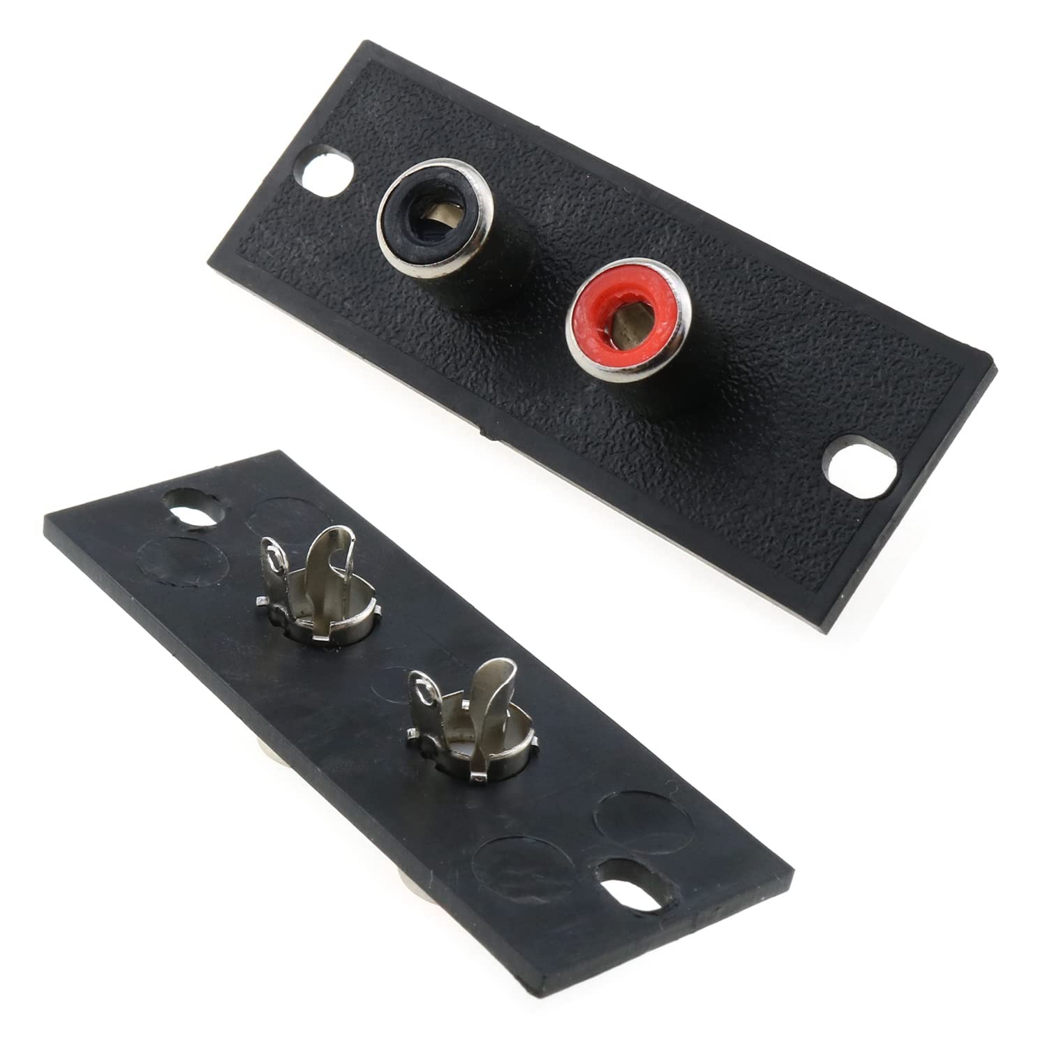 LUORNG 6pcs 2 Way RCA Terminal Wall Panel Plate Input Phono Chassis Black