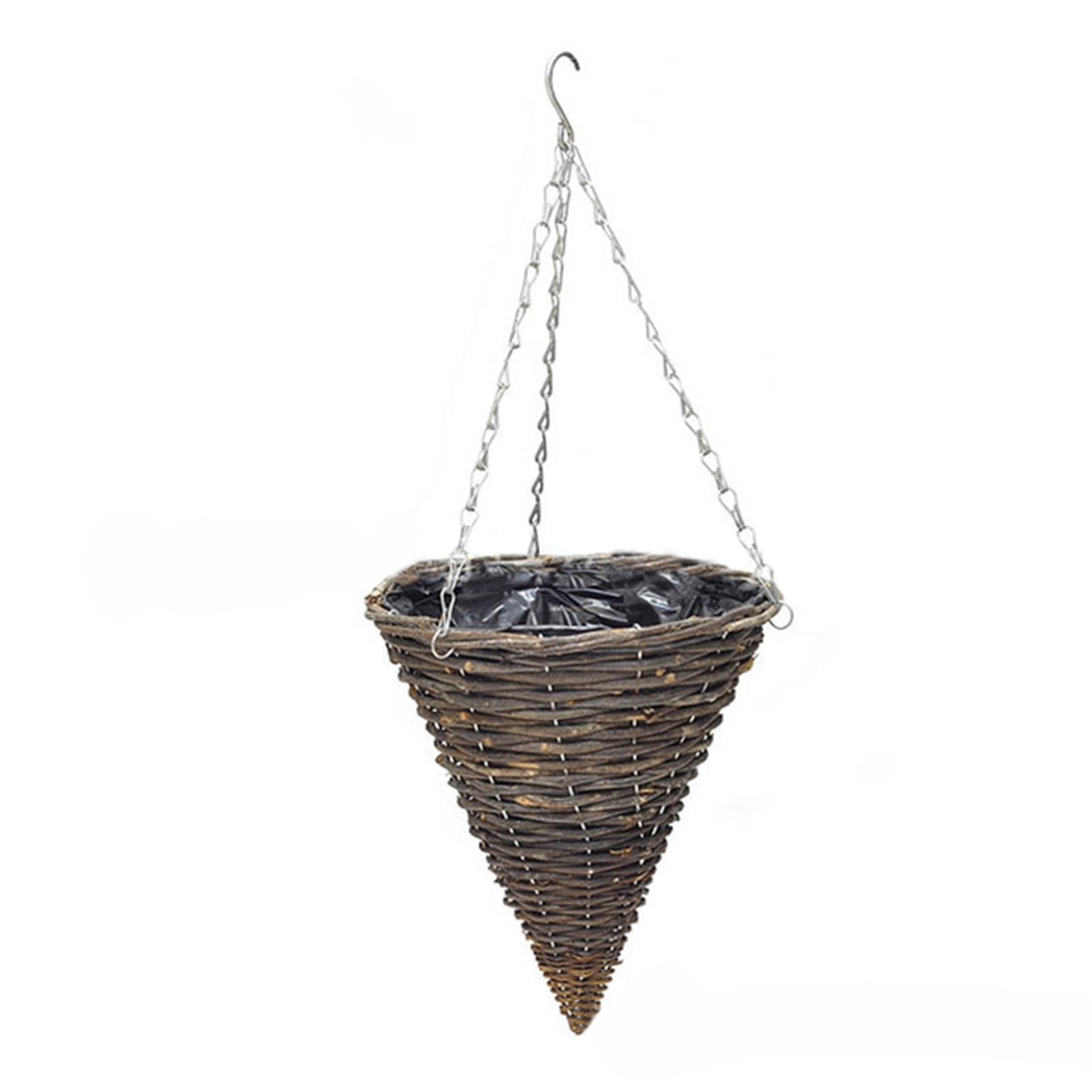 M Size 25cm Mountain Vine Hanging Basket White Chain 36cm Cone Wicker Pot