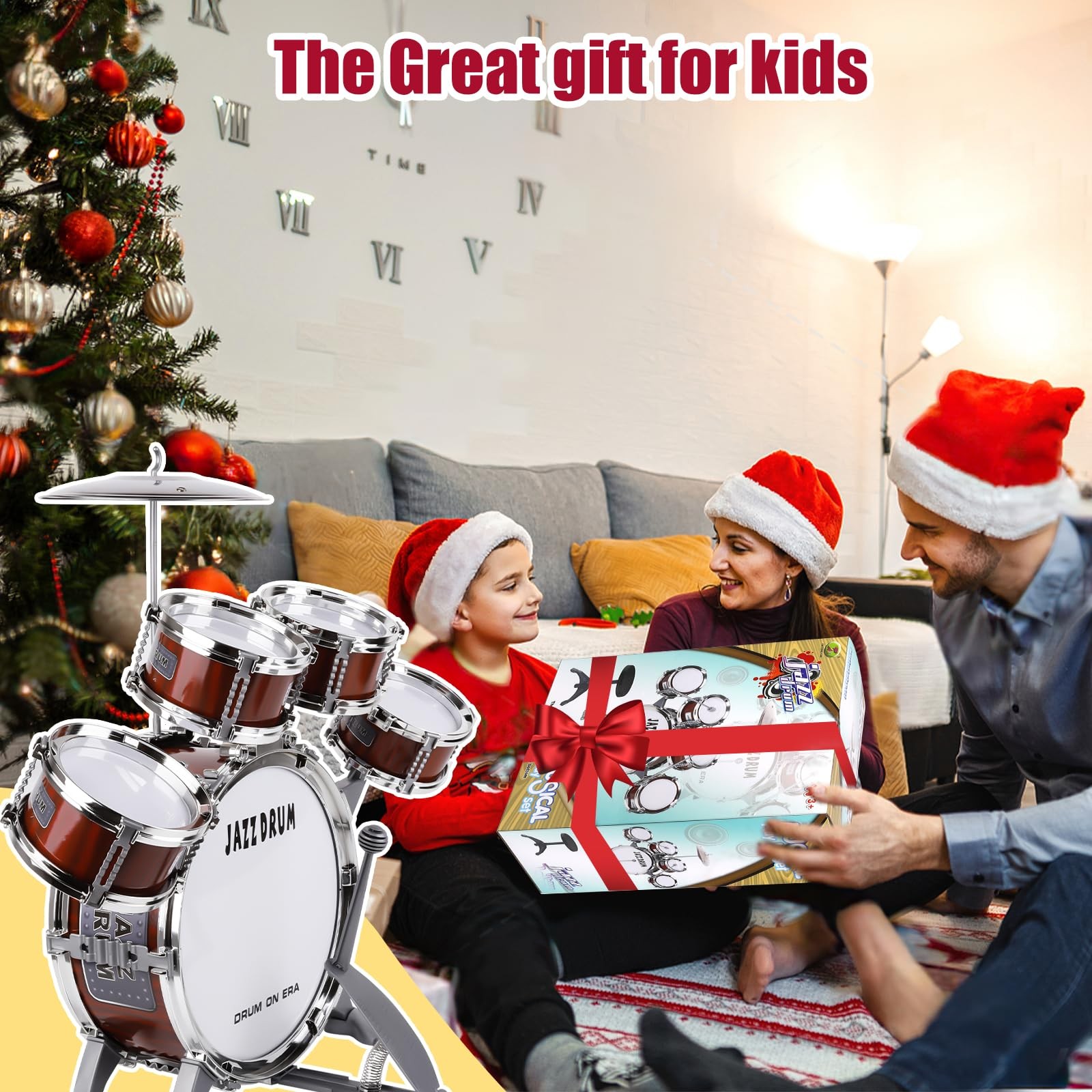 Kids Drum Set for Toddlers 1-3 3-5 - Musical Instruments Toys Drum Kit 9 Pcs ...