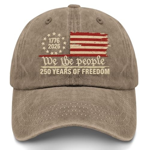 250th Anniversary 1776-2026 Patriotic Baseball Cap Embroidered Khaki Hat