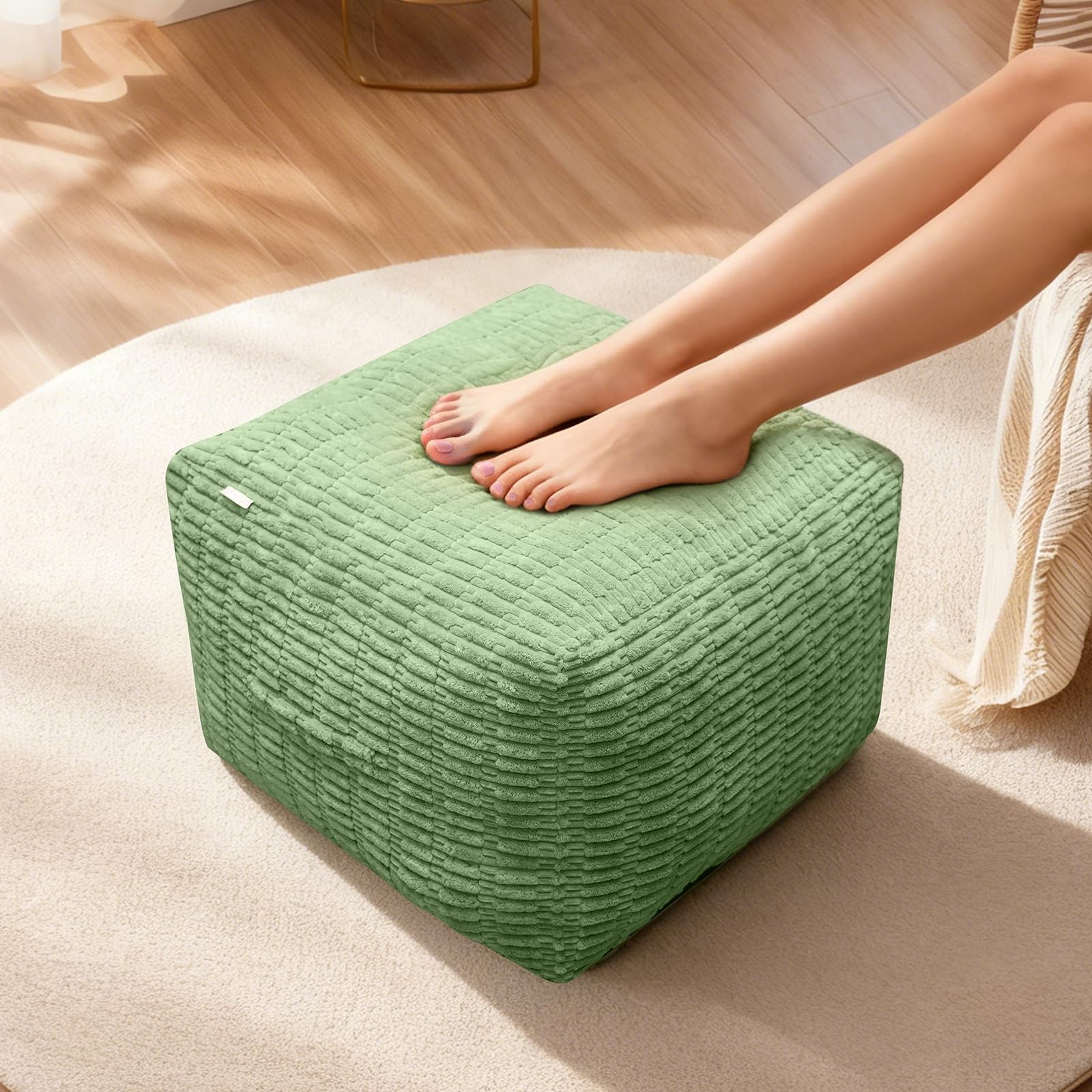 Pouf Ottoman, Soft Corduroy Pouf, Poofy Ottoman Foot Rest，Poufs for Adults, P...