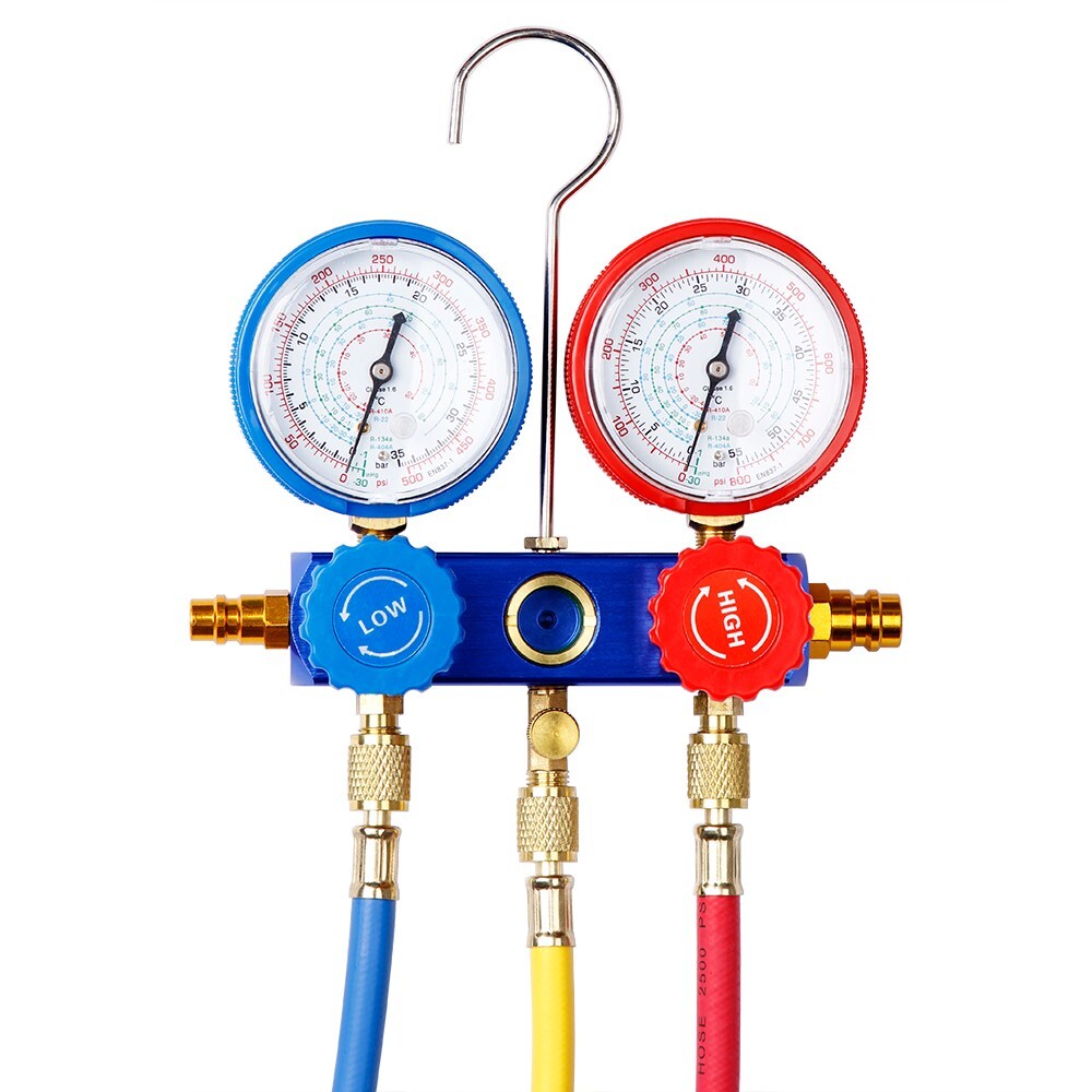 AC A/C Refrigerant Diagnostic Manifold Gauge Set Brass Manometer Gauge Test Kits