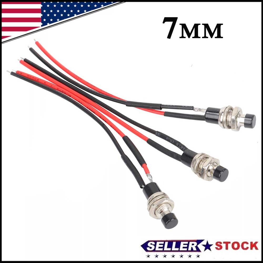 3 Pack Push Button Pre-Wired Momentary N/O OFF-ON Switch Plug 12V 5AMP SPST New