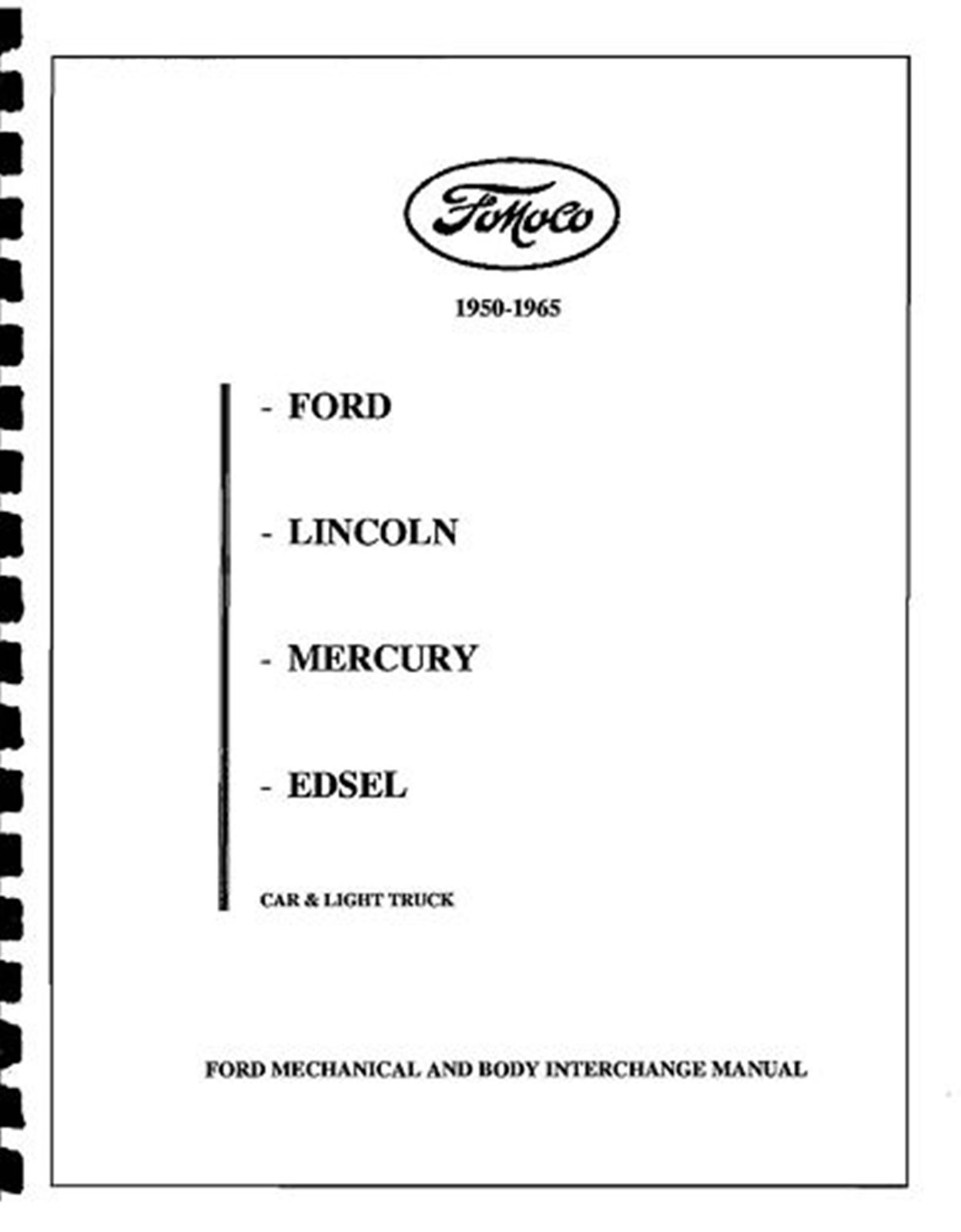 FORD & EDSEL PARTS INTERCHANGE 50 51 52 53 54 55 56 57 58 59 60 61 62 63 64 65