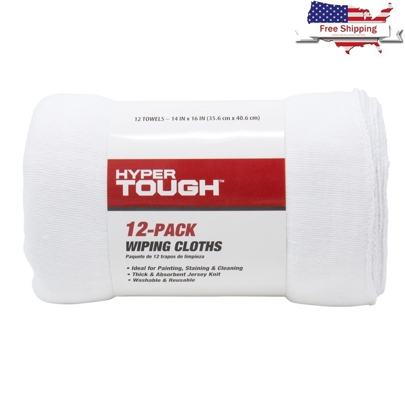 Reusable Wiping Cloths Pack of 12 Absorbent Jersey Knit Ideal Painting Cleaning