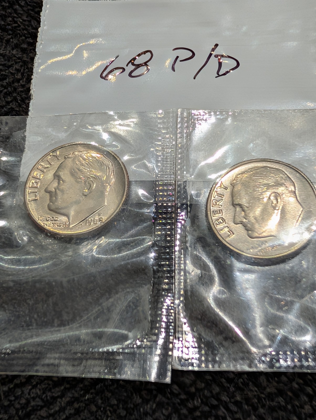 1968 P/D Roosevelt Dime set from Mint set