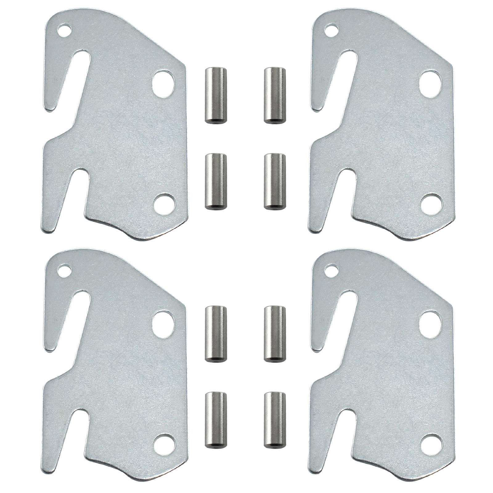 Bed Frame Hook Plates 4 Pack Wooden Bed Rail Brackets with Pins Set