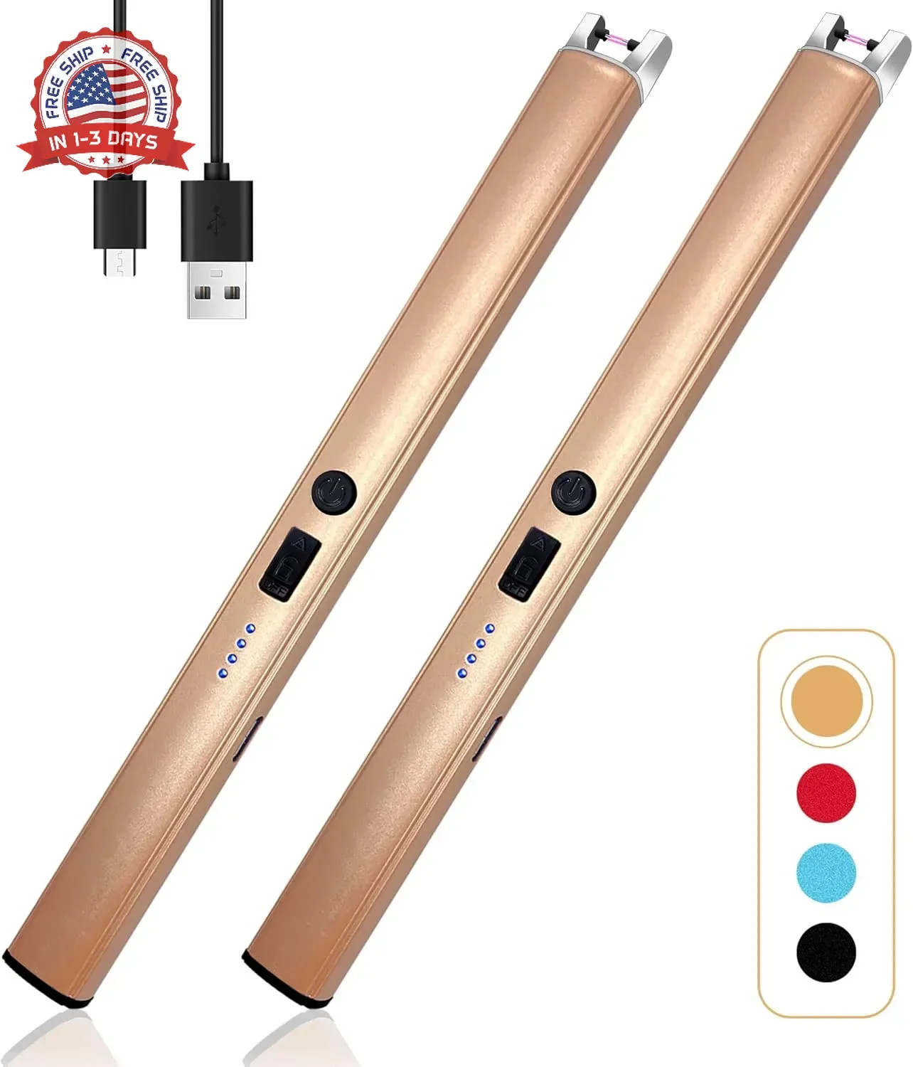 2 PCS Candle Lighter,Windproof Flameless Electric Lighter with LED Power Display
