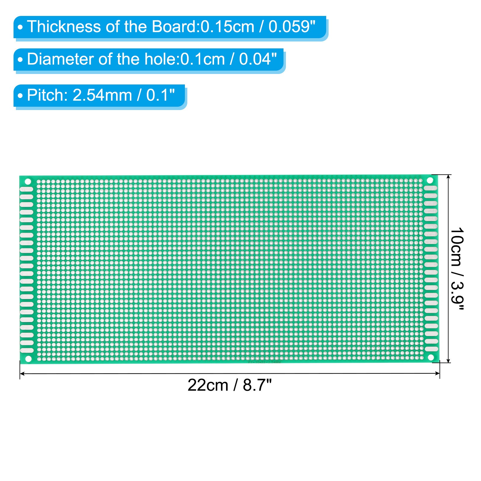 2Pack 8.7" x 3.9" PCB Board Circuit Prototype Perfboard Solder Boards Green