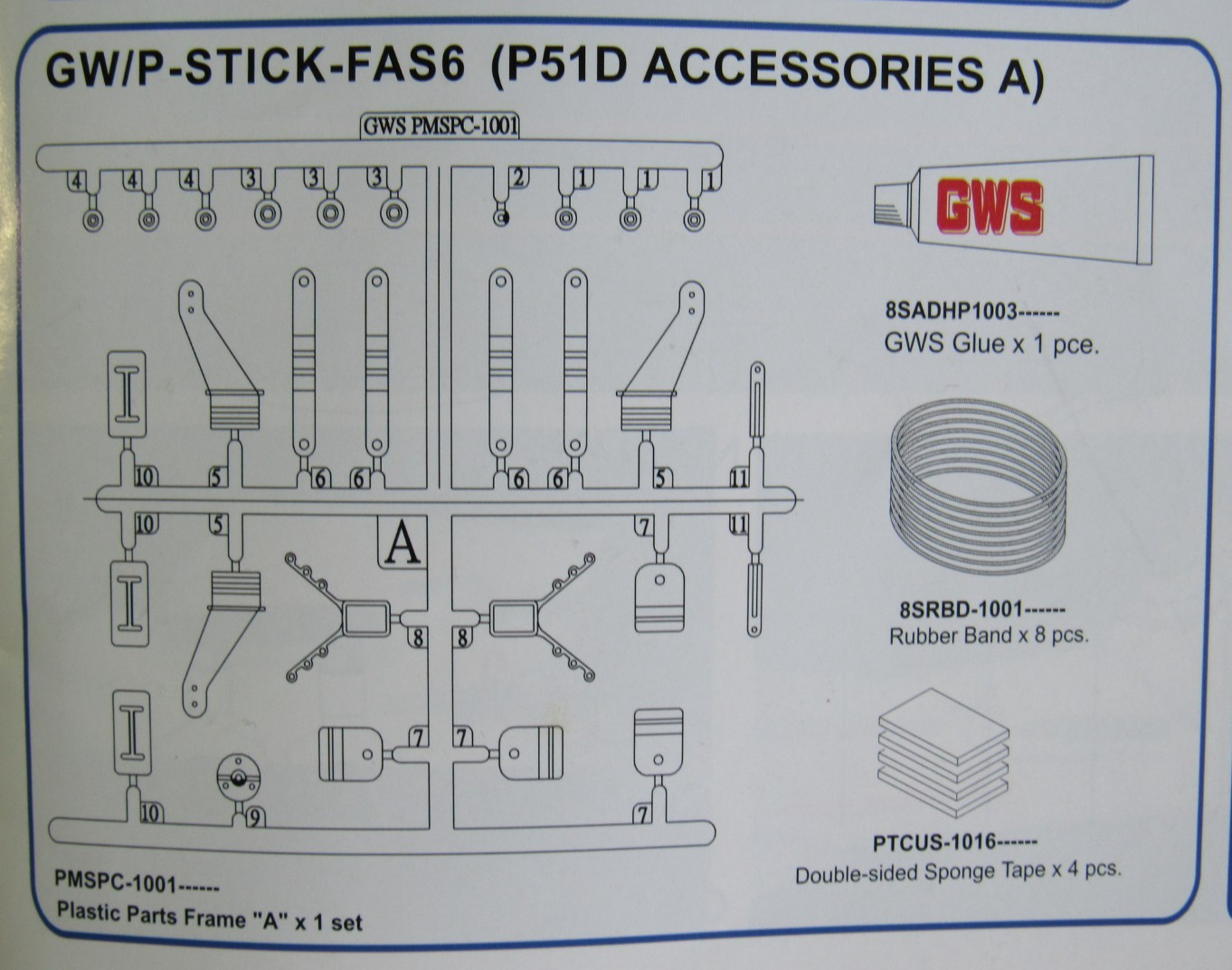 GWS P-51D Mustang RC – GW/P-STICK-FAS6 Accessories A - ONLY - SEALED