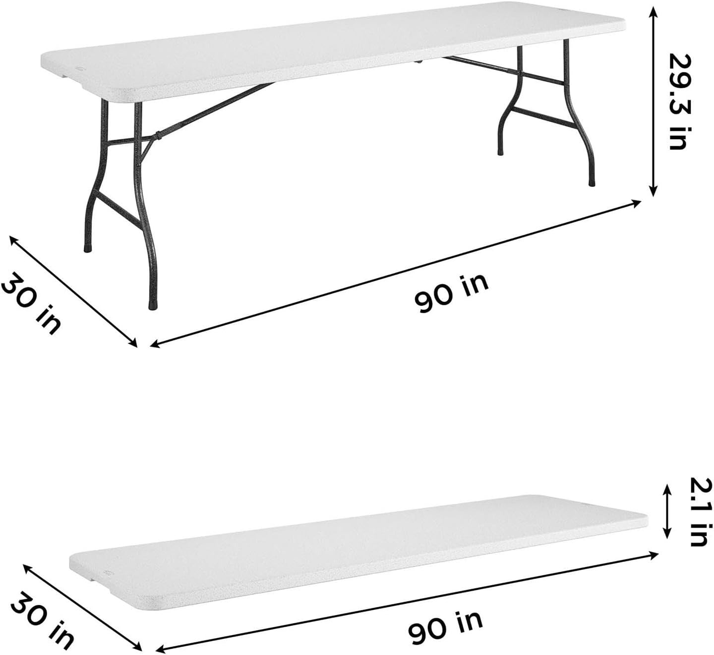 8' (96") Resin Straight Table, White