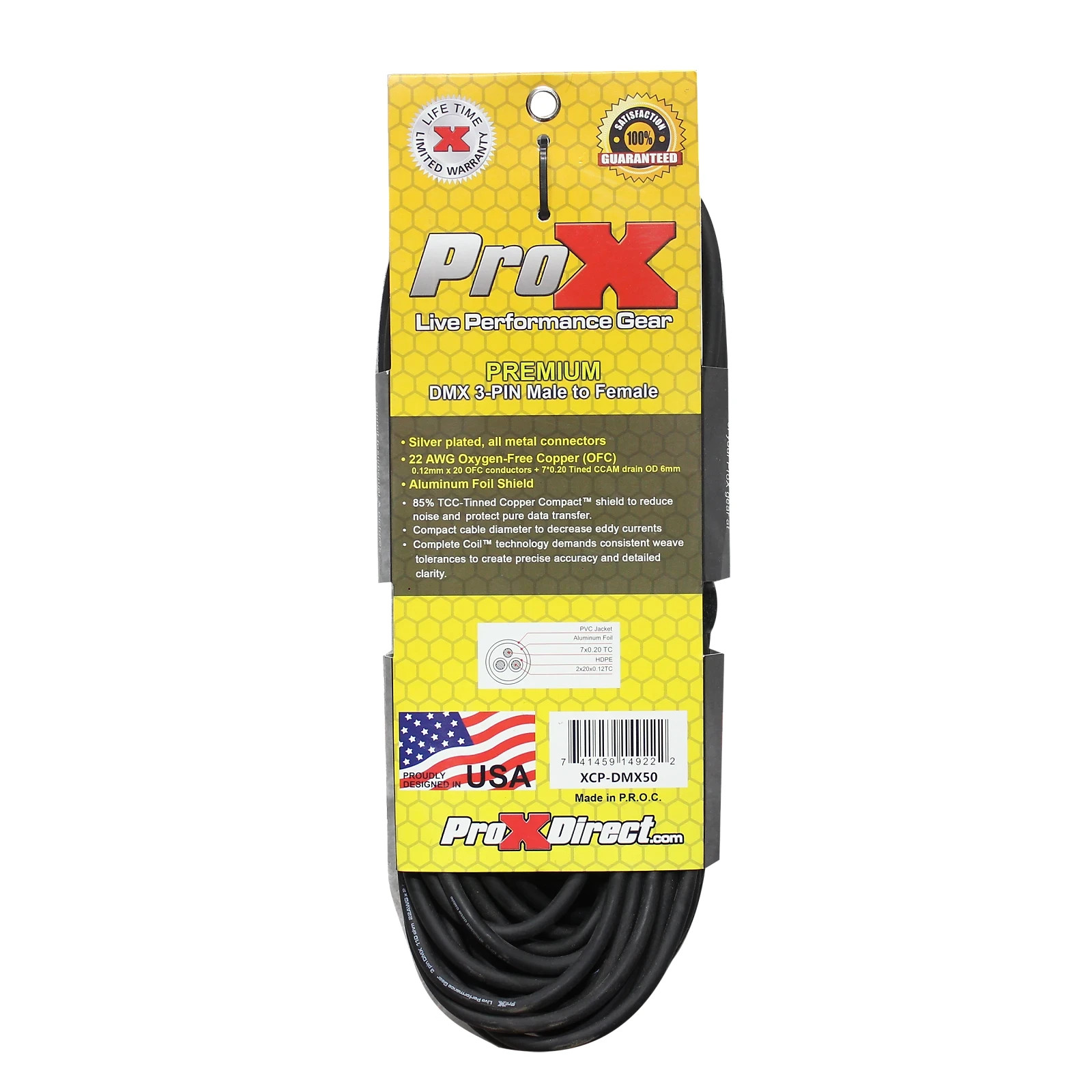 10 Prox DMX Cables 3 Pin 50 FT Premium Shielded DJ Stage Lighting Cable