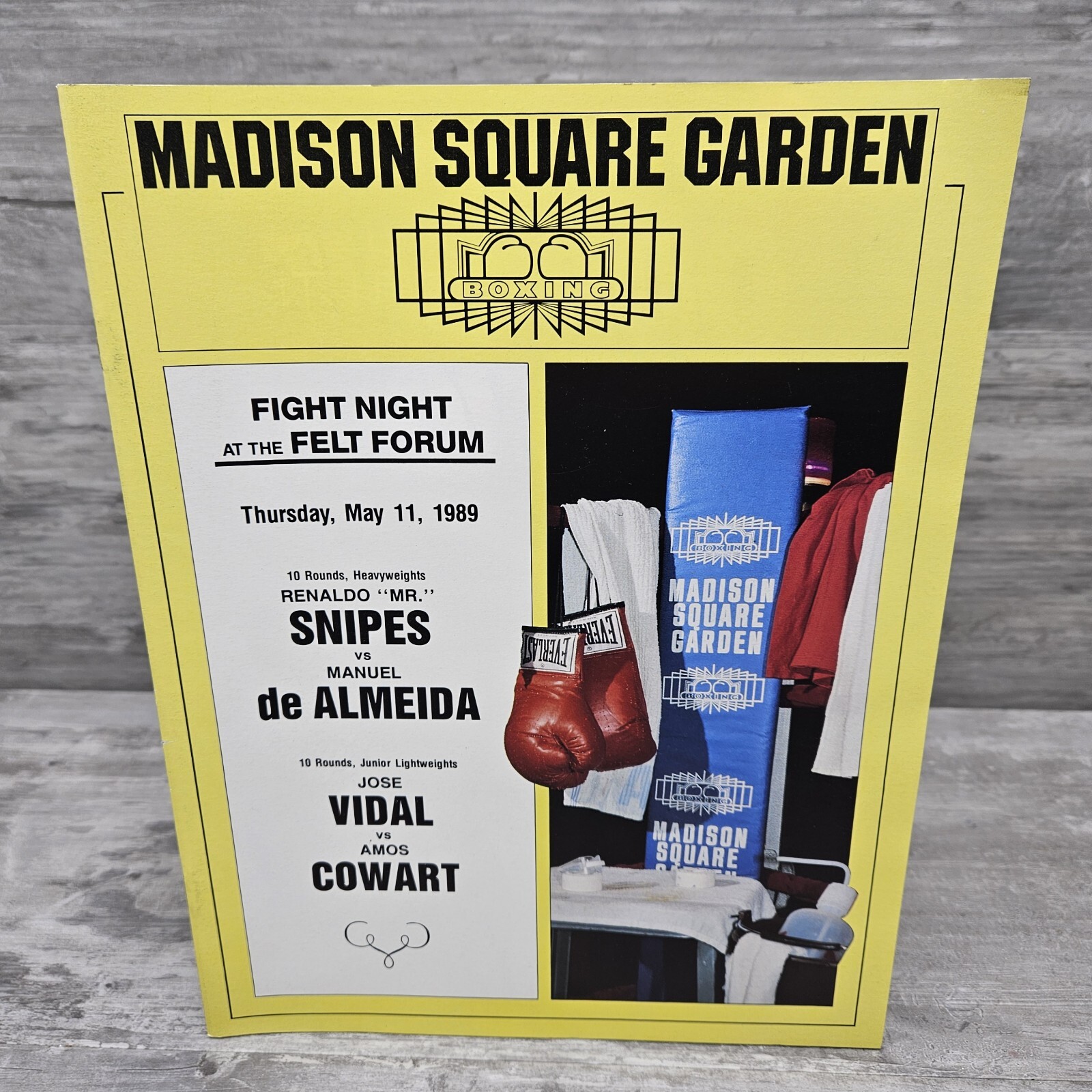 Madison Square Garden Boxing Program Fight Snipes vs di Almeida May 11 1989