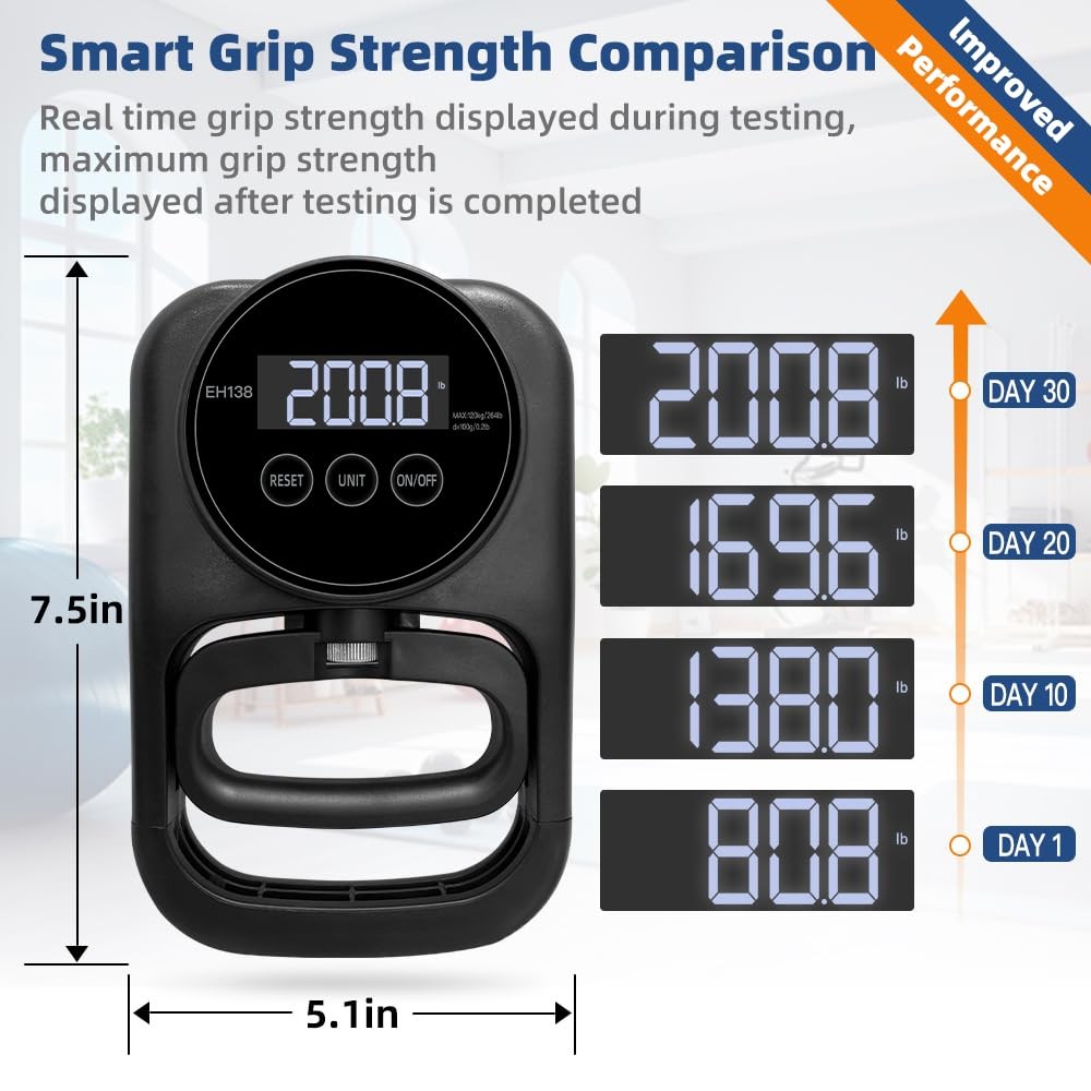 Grip Strength Tester Hand Gripper Grip Strength Trainer Hand Dynamometer Han...