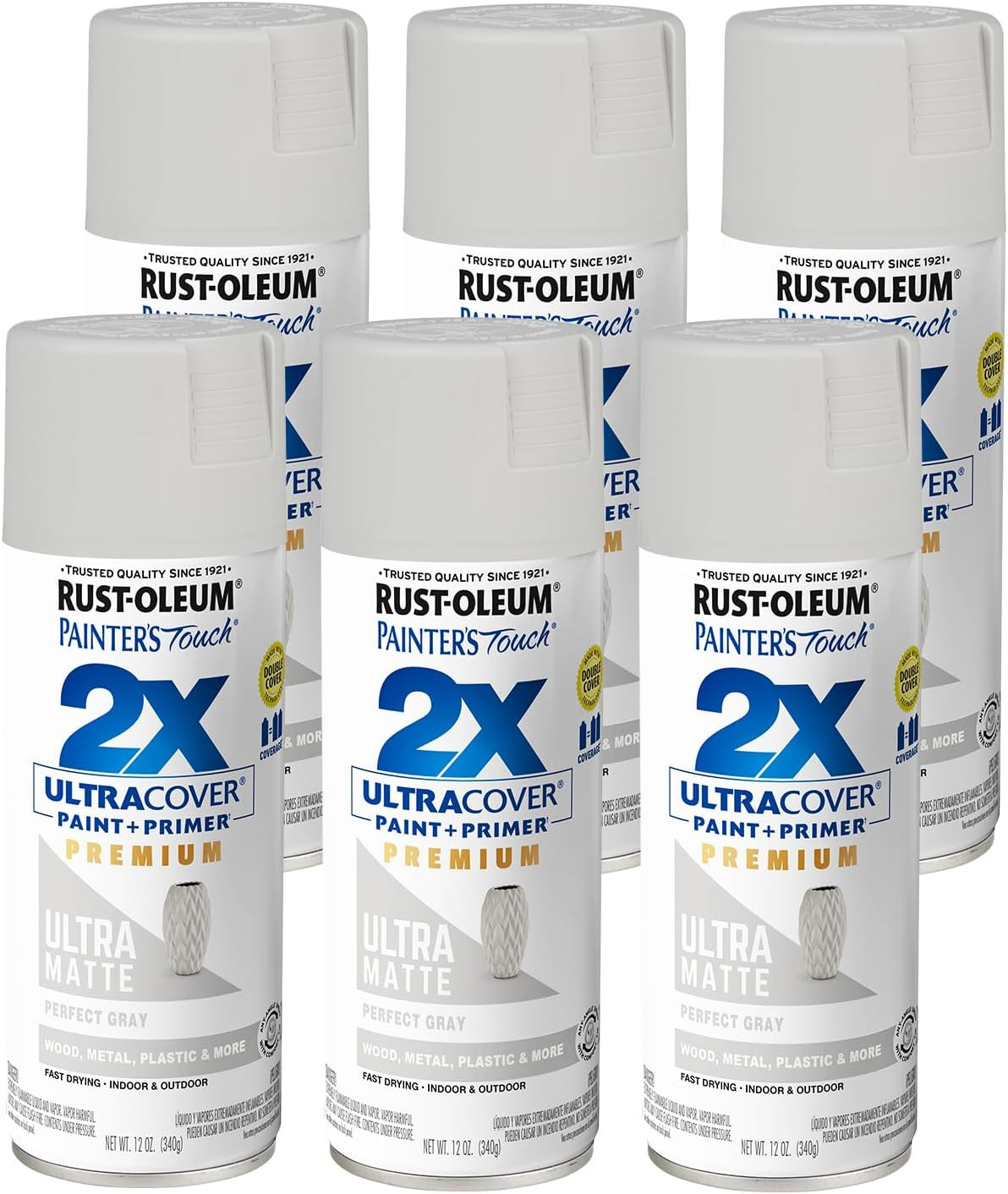 331184-6PK Painter'S Touch 2X Ultra Cover Spray Paint, 12 Oz, Ultra Matte Perfec