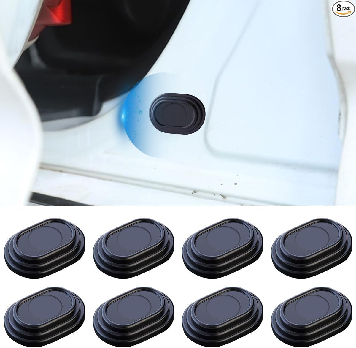 8PCS Car Door Shock Absorber- Silicone Anti-Collision Soundproof Cr Size: 8PCS