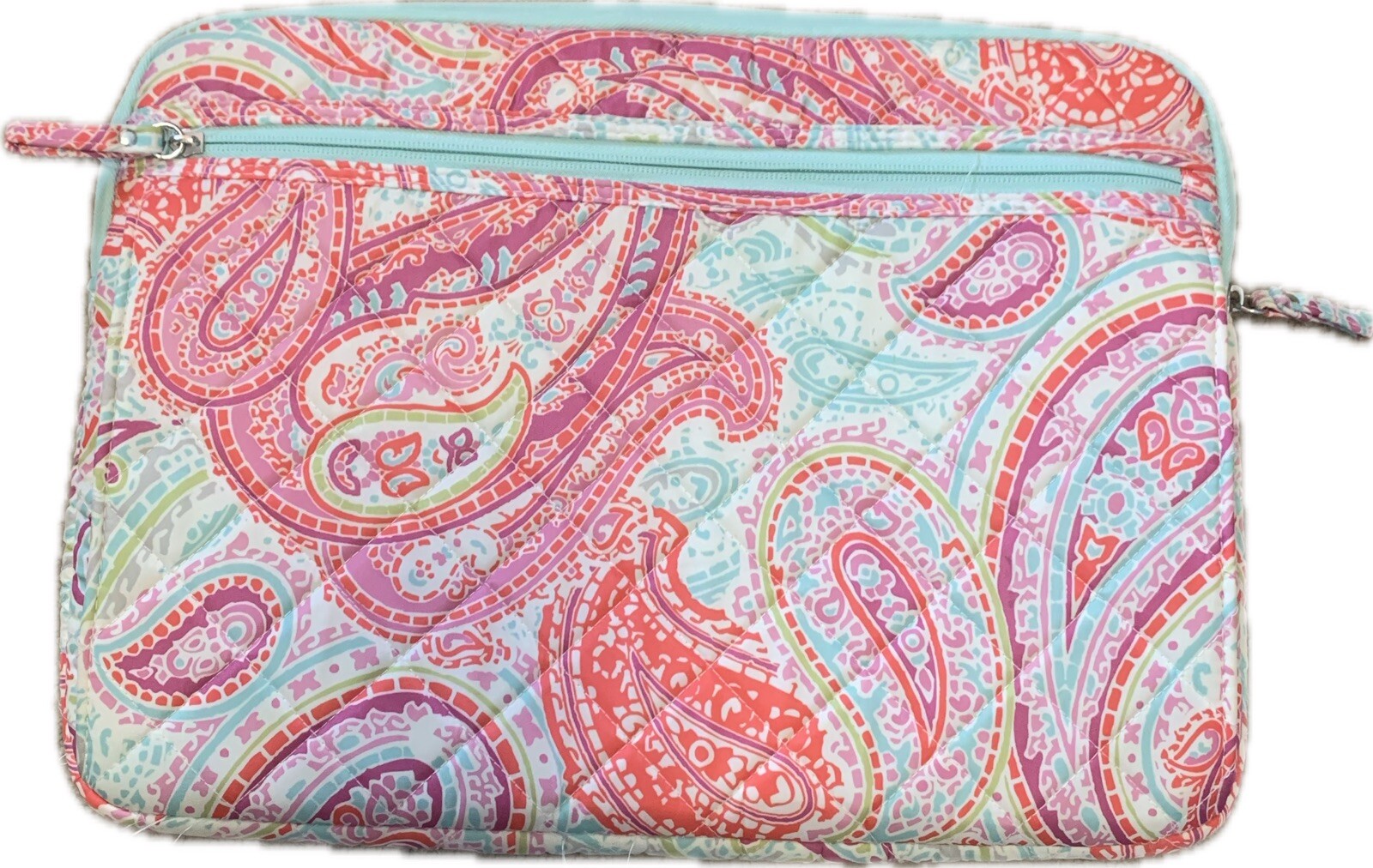 15” Laptop Sleeve Studio C Paisley Pink Mint Green Padded EUC