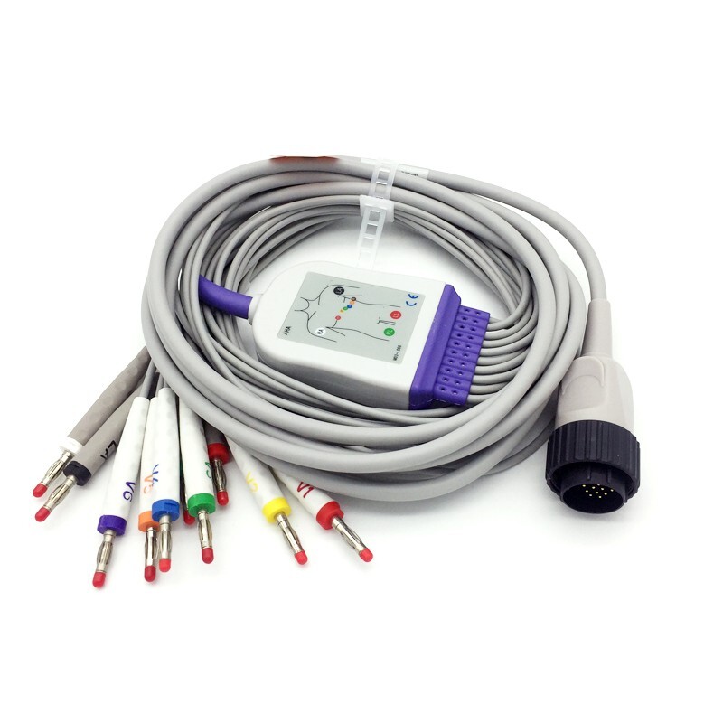 One-Piece Cardioline Delta ECG EKG Cable Banana 4.0mm 10 Leads AHA KENZ PC-104