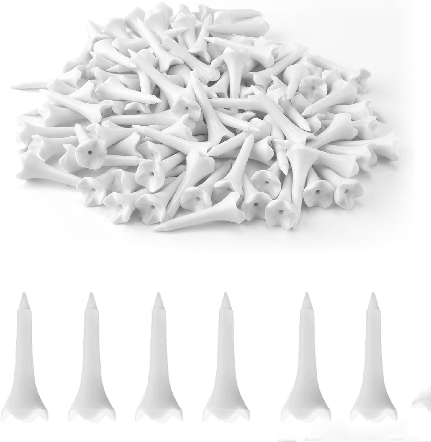 1 1/2'' Plastic Golf Tees, 4-Prong Golf Tees Short Golf for Irons, Par Threes, H