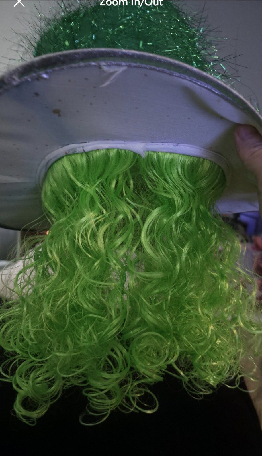 St. Patrick's Day Tinsel Top Hat With Curly Wig