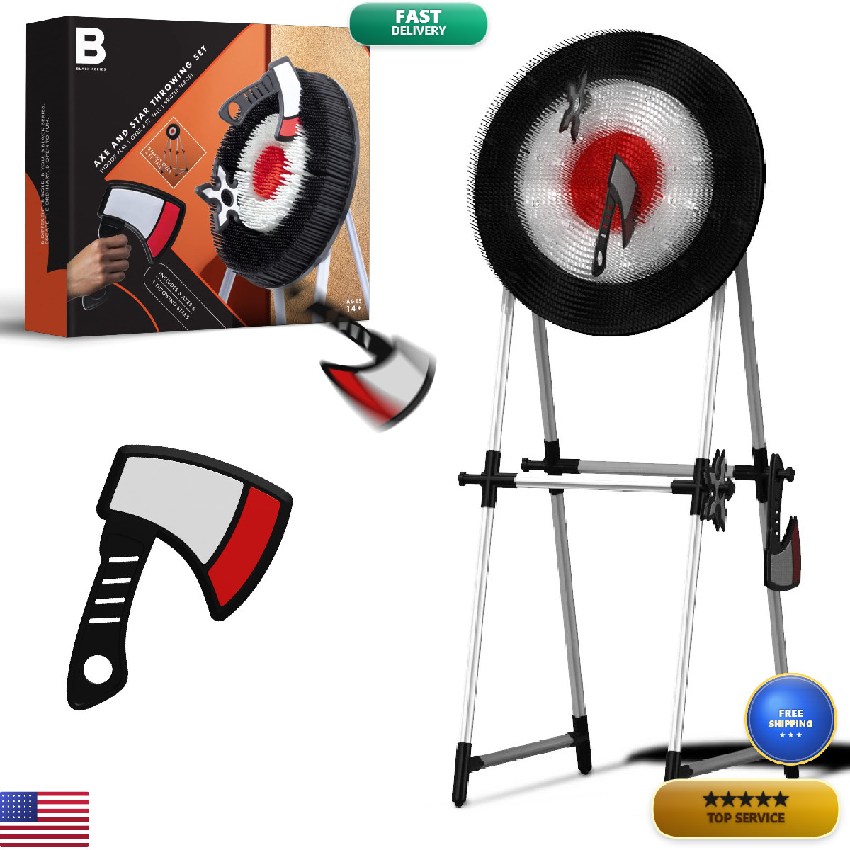 Black Series Axe Throwing Target Set Includes 3 Target Lightweight Plastic