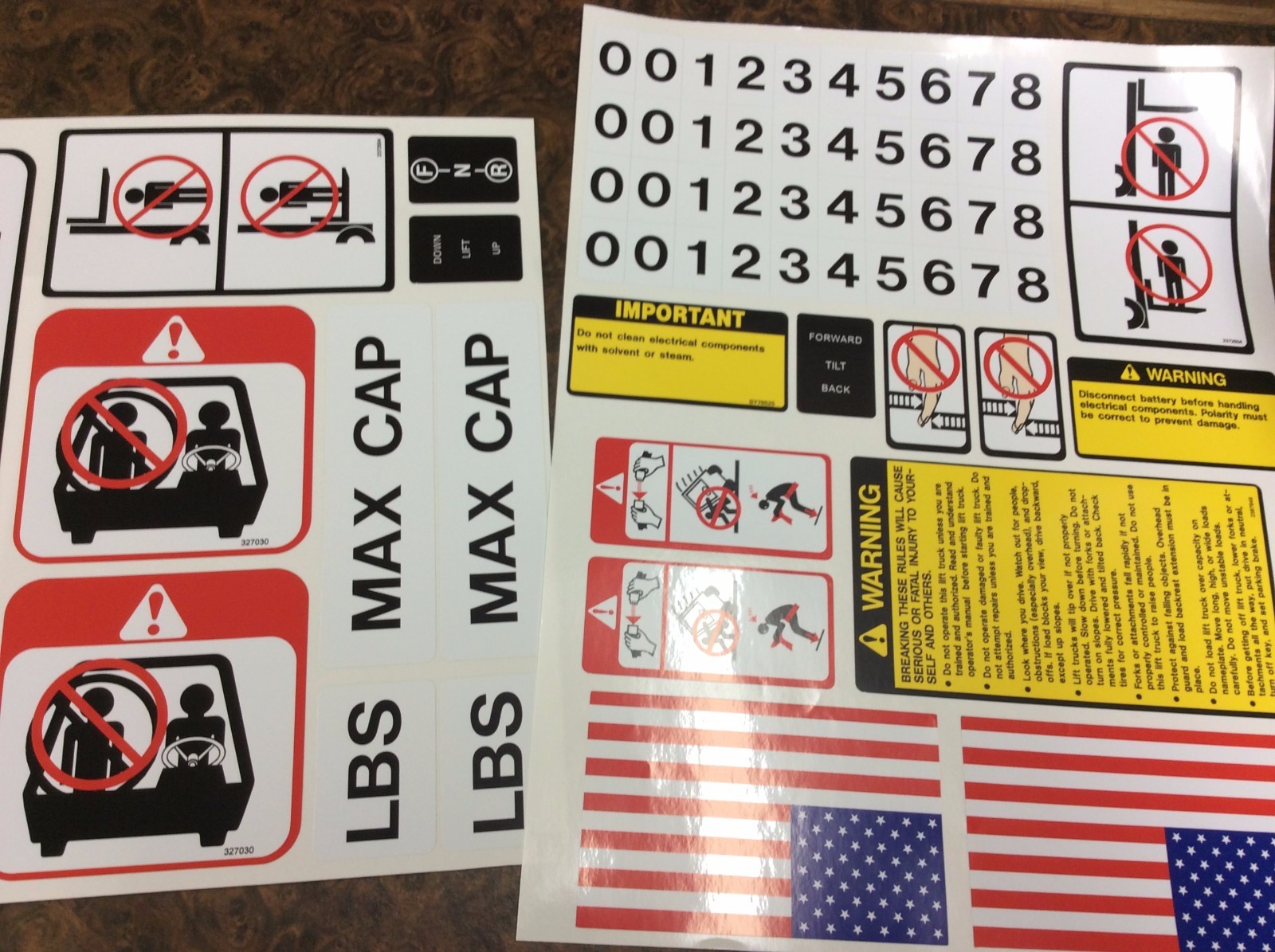 Clark forklift decal kit with safety decals.