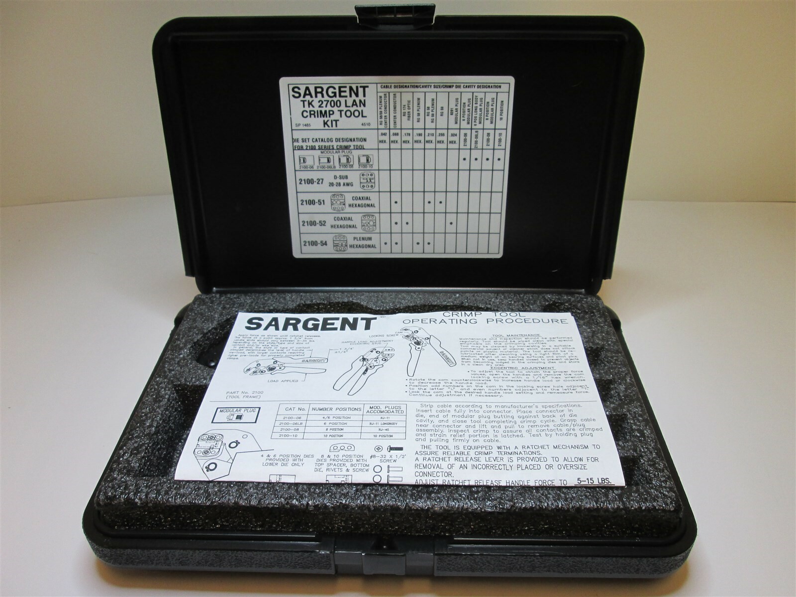 Sargent Tools TK 2700 LAN Crimp Tool Kit Made In USA New