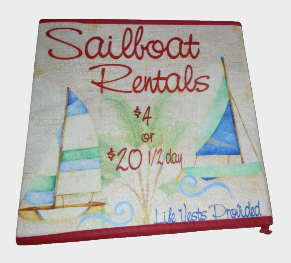 COASTAL FOLDING STORAGE BIN ~10 5/8" x 10 5/8" x 10 5/8" ~ SAILBOAT RENTALS