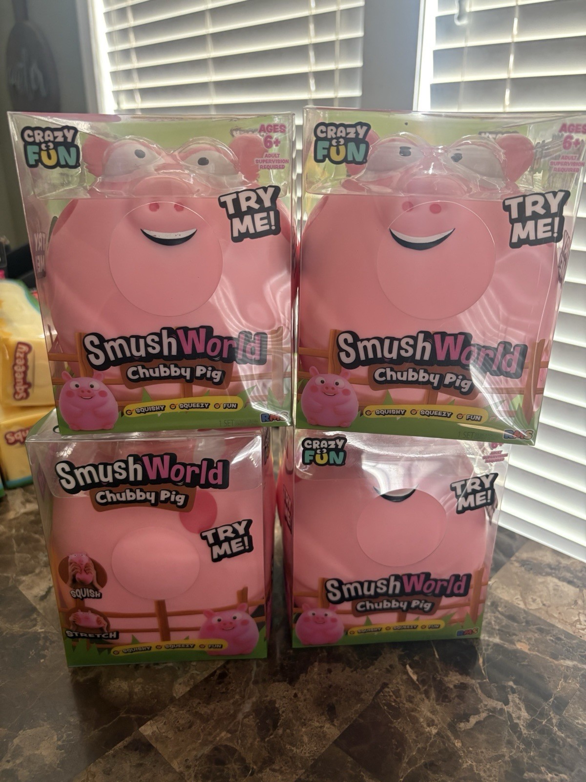 4X Crazy Fun Smush World Chubby Pig Squishy  Limited Edition Pink 🐷 AUTHENTIC!