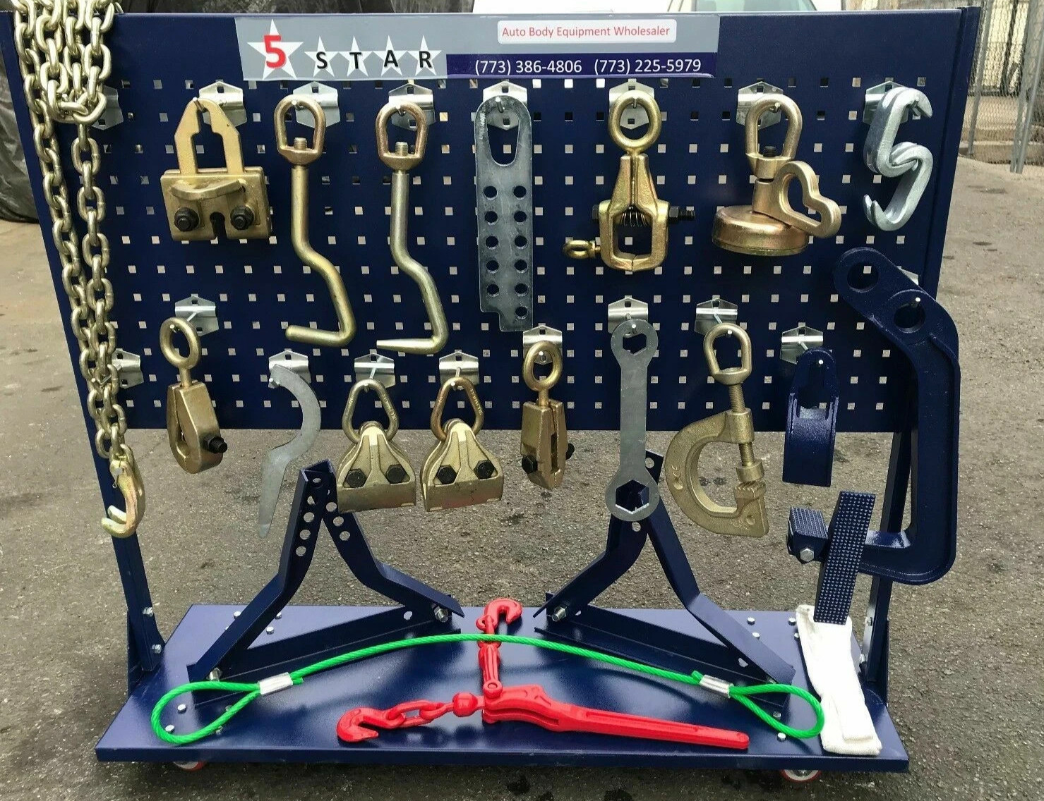 25 FEET 4 TOWERS AUTO BODY SHOP FRAME MACHINE WITH FREE CLAMPS,TOOLS TOOLS CART