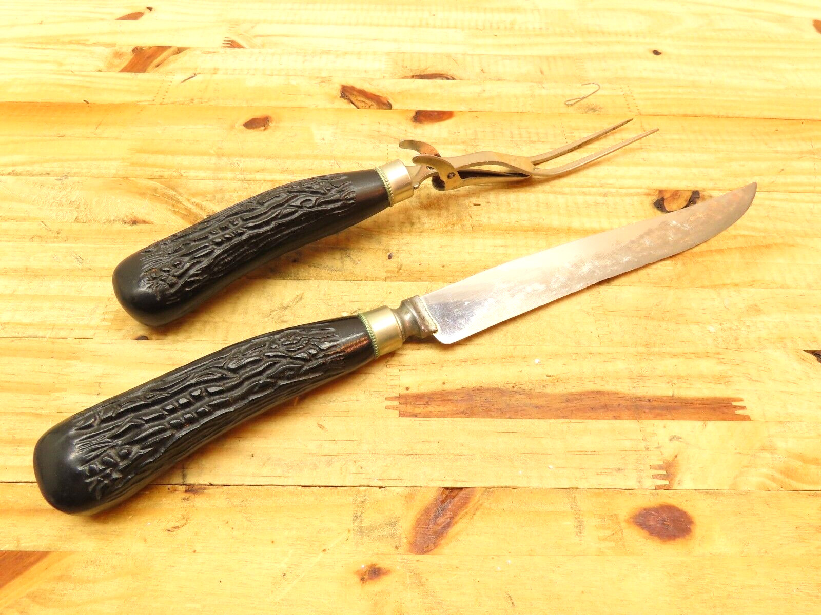 Royal Brand Sharpcutter Carving Fork & Knife Black Handle