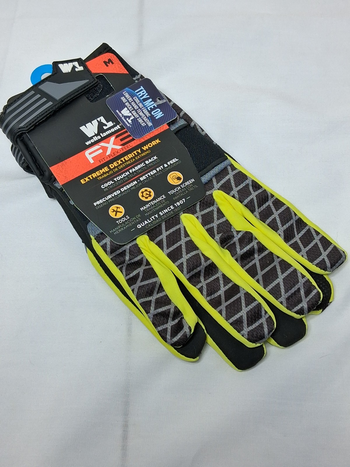 Men's Work Gloves Size M Wells Lamont FX3 Cool Synthetic Leather Gloves Black