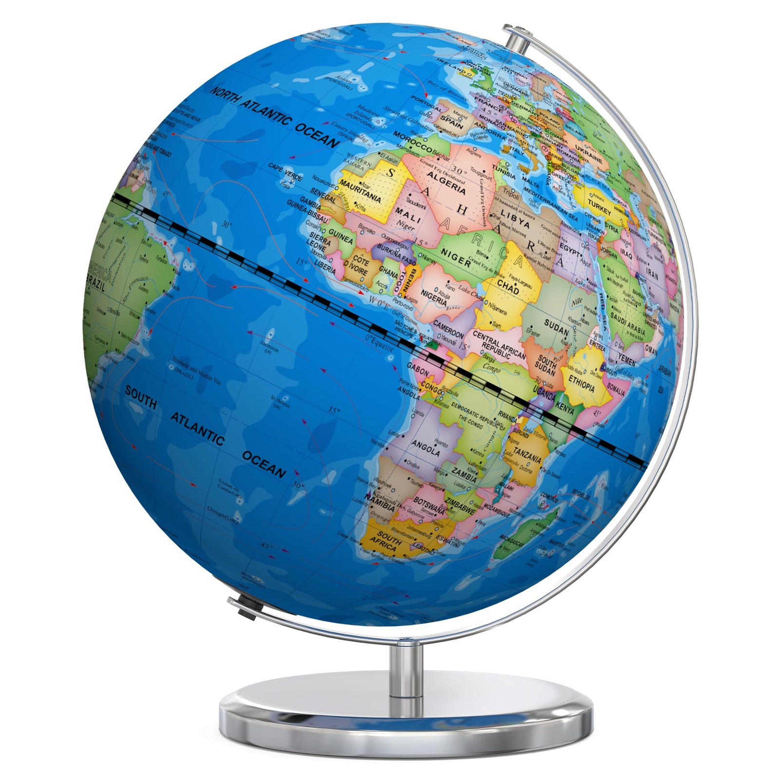 Waldauge 13" World Globe with Stand, Illuminated Educational Globes with HD P...