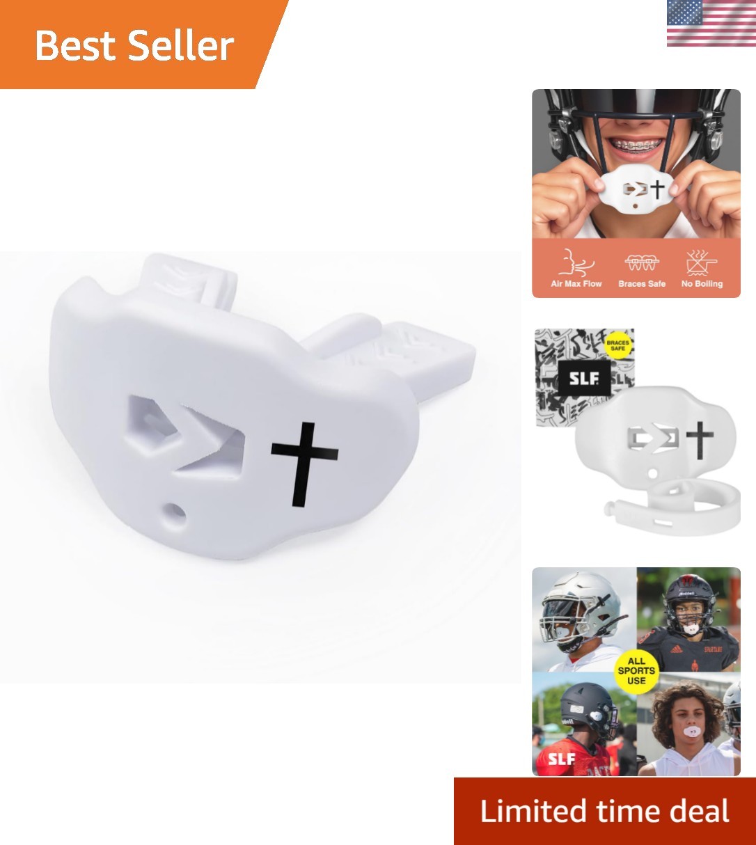 Football Mouth Guard – Lip Guard Football Mouthpiece with Strap – Breathable,...